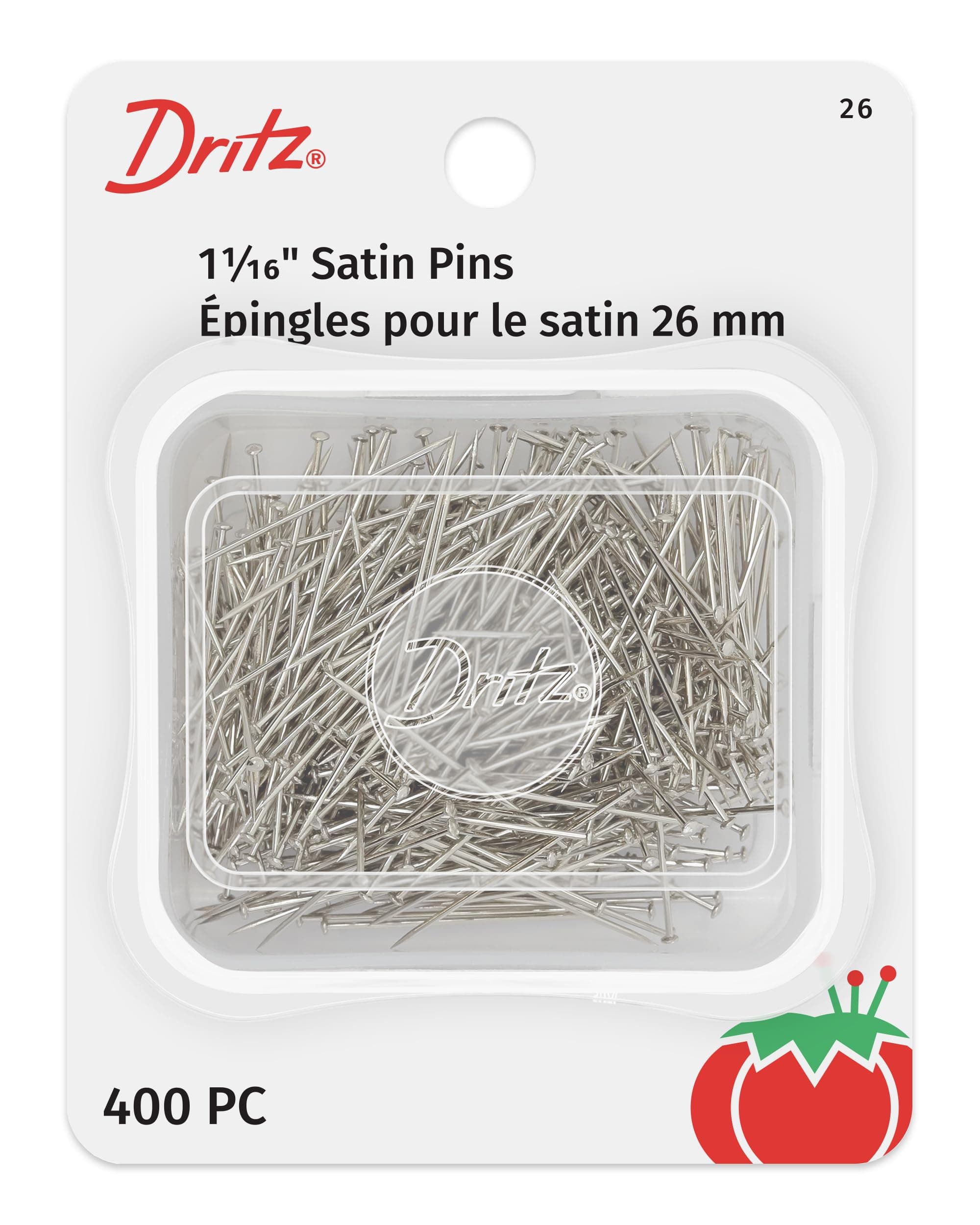 Dritz 26 Satin Pins, 1-1/16-Inch (400-Count)