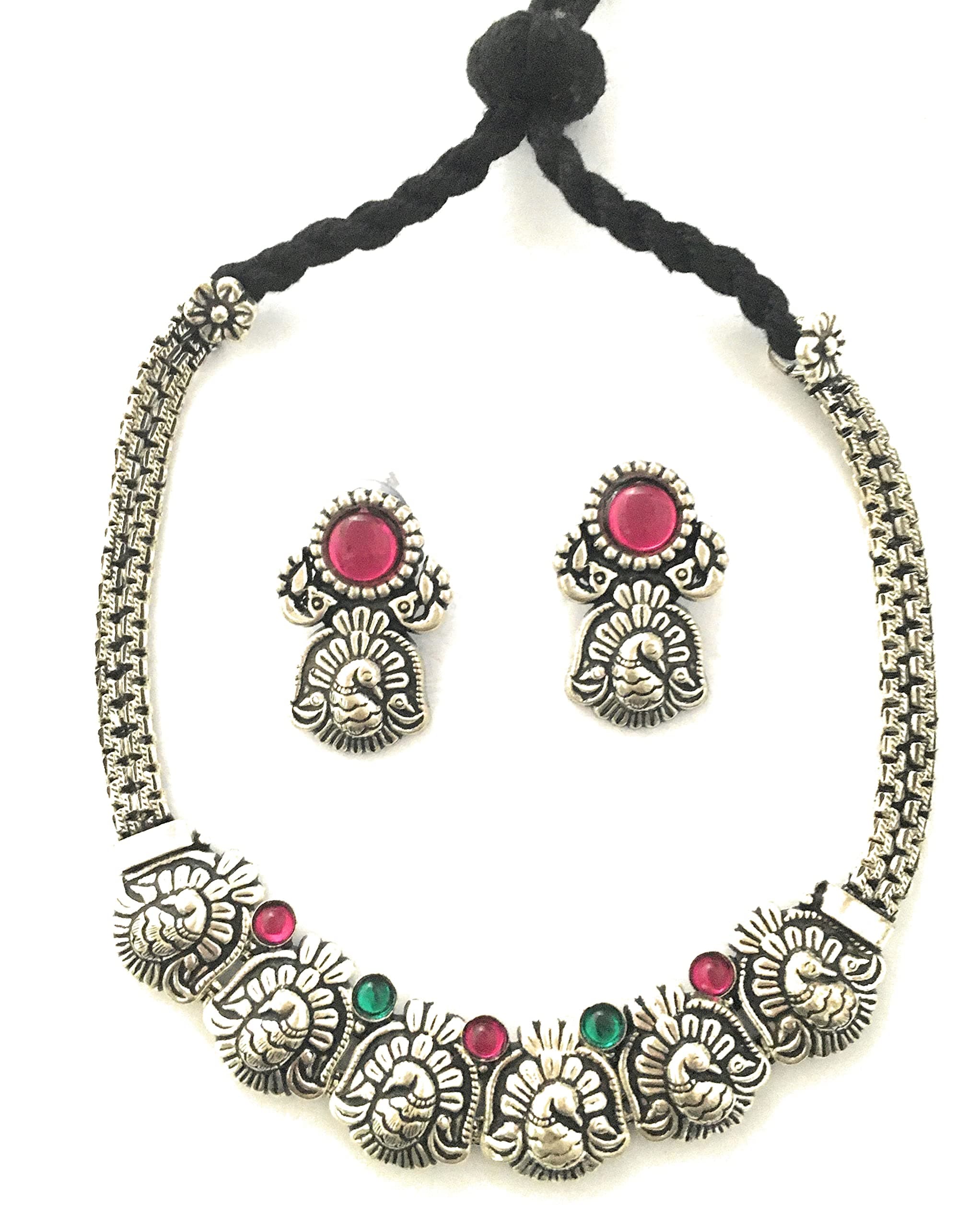 Sasitrends Oxidized Jewellery German Silver Necklace Set for Women and Girls