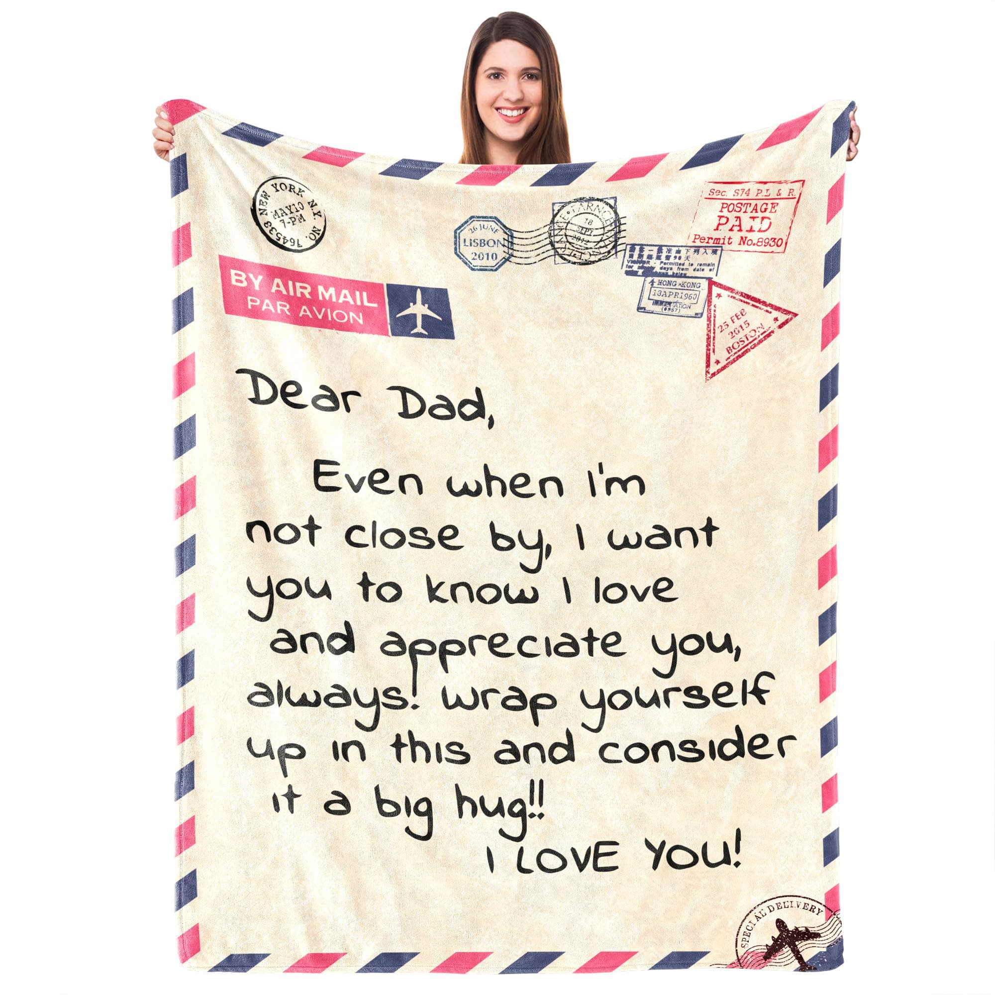 UFOORO Dad Valentines Birthday Gifts - Father Gift Throw Blanket to Dad from Daughter Son - Daddy Flannel Blanket for Dad