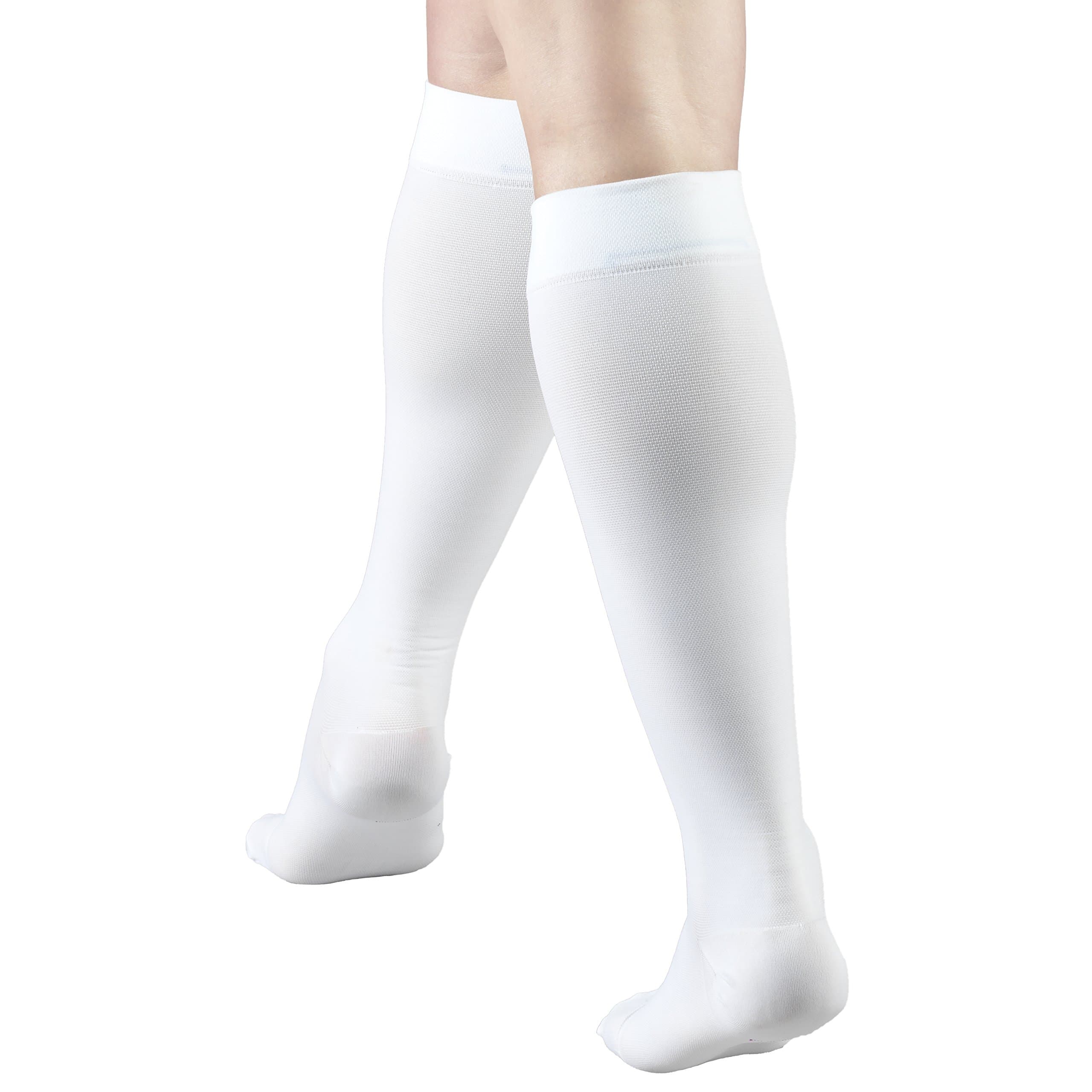 Truform Closed Toe, Knee High 20-30 mmHg Compression Stockings, White, Medium