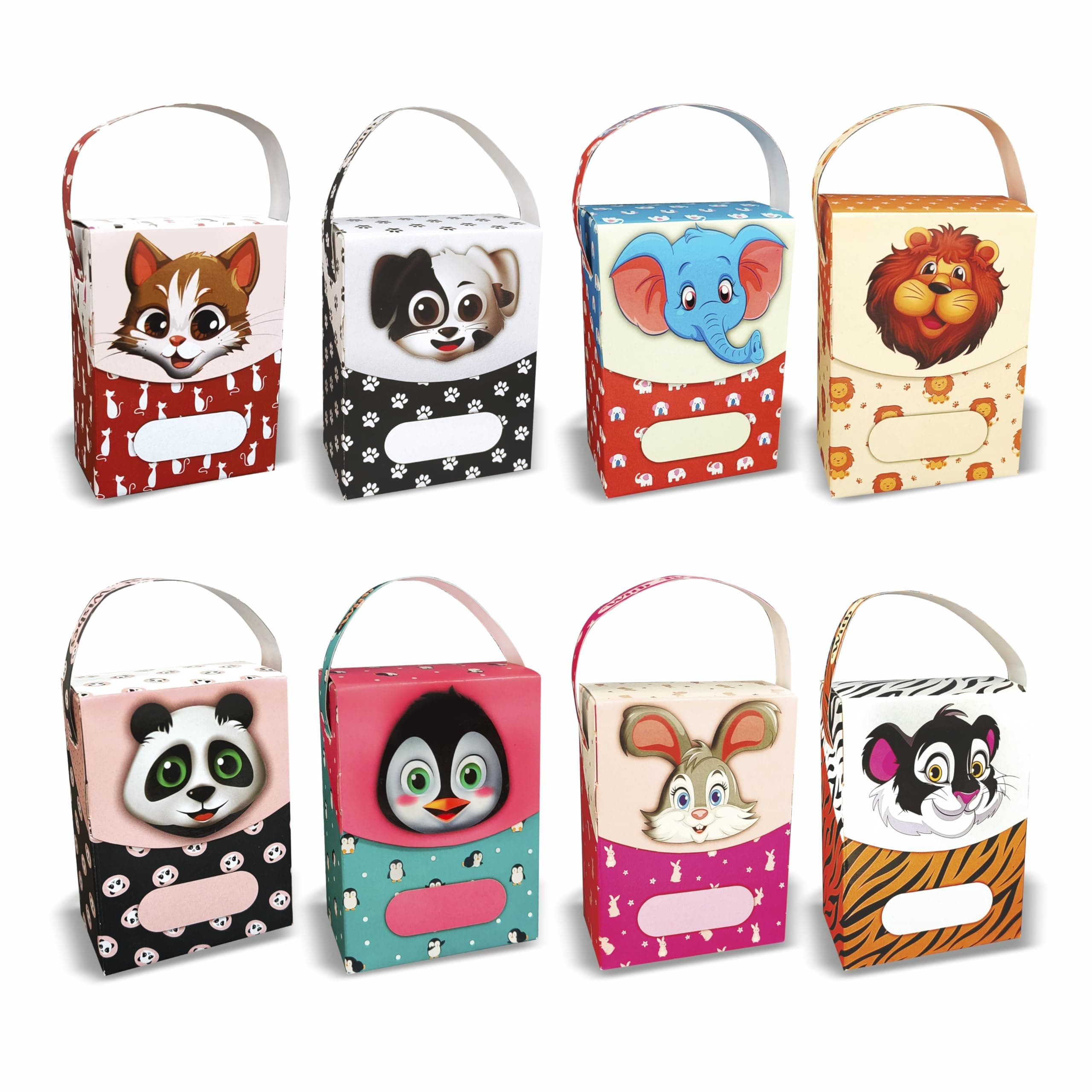 VESTTA -ELEGANCE REDEFINED, Gift Box, Small, Cute Animal Prints, Folding Favor Box, Textured UV, Birthday Return Gifts, Packing Chocolates, 3 Sets of 8 Boxes