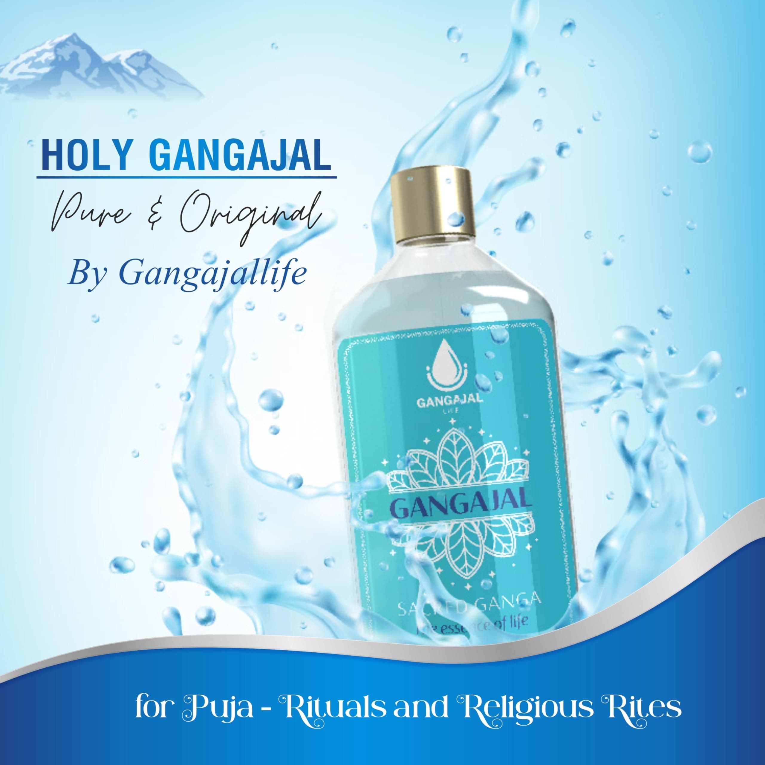 Gangajallife Gangajal for Puja from Rishikesh -Pure and Original Ganga jal - 1 Bottle -For Rituals and Religious Rites 500 ml