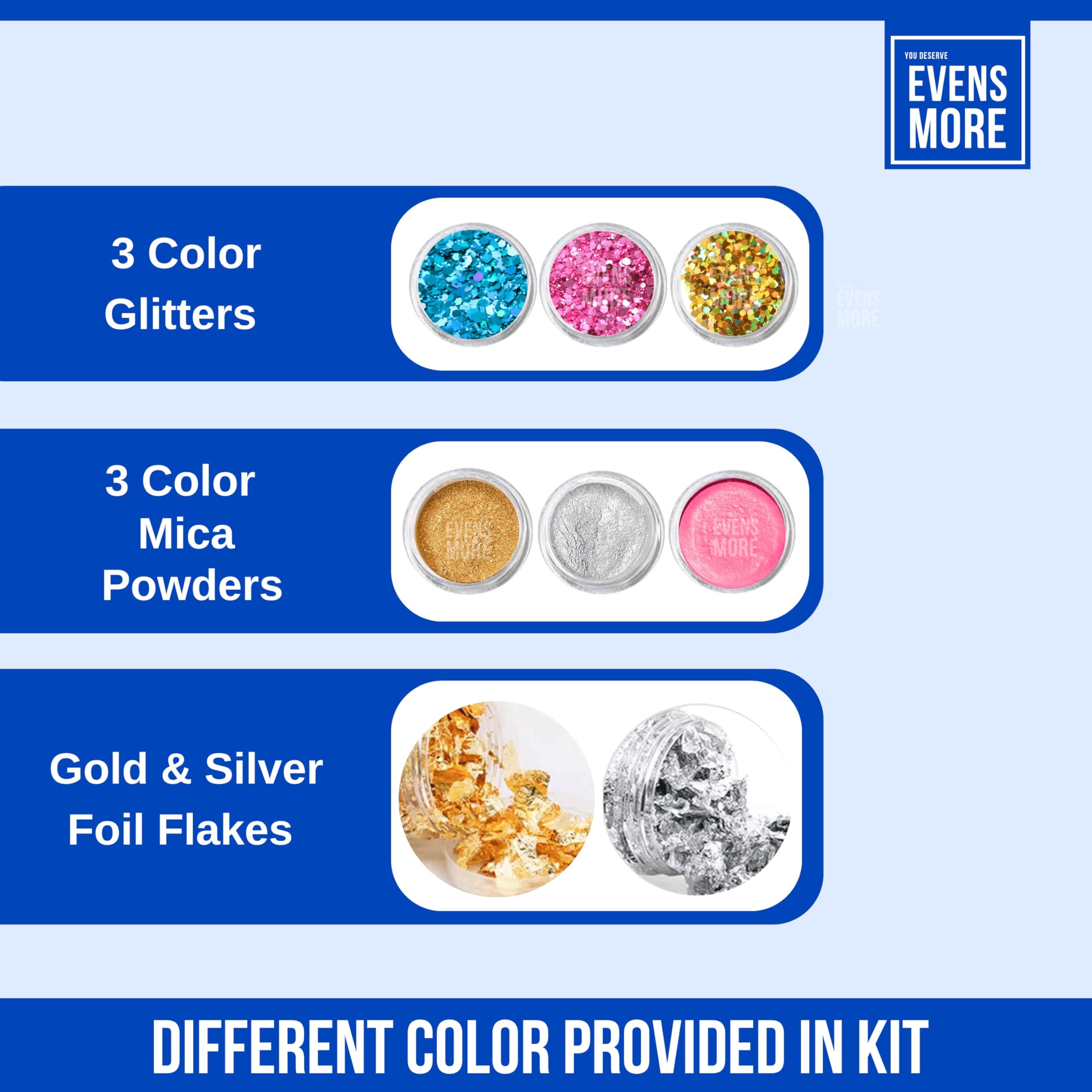 EVENS MORE DIY Resin jewellary Pendant & Keychain Making Kit 200g Crystal Clear Resin Set with Molds, Glitter, Foil Flakes & Accessories for Earrings, Pendants & Keychains