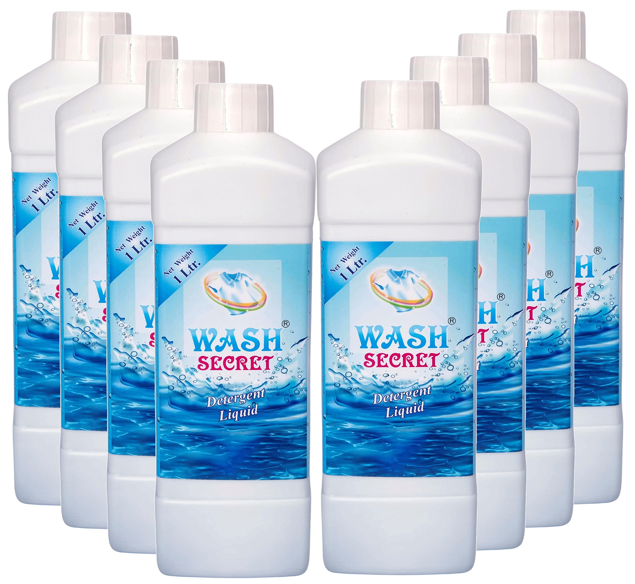 Wash Secret Laundry Liquid Detergent Top Load Front Load washing machine And Bucket Wash 1 l (Pack of 8)