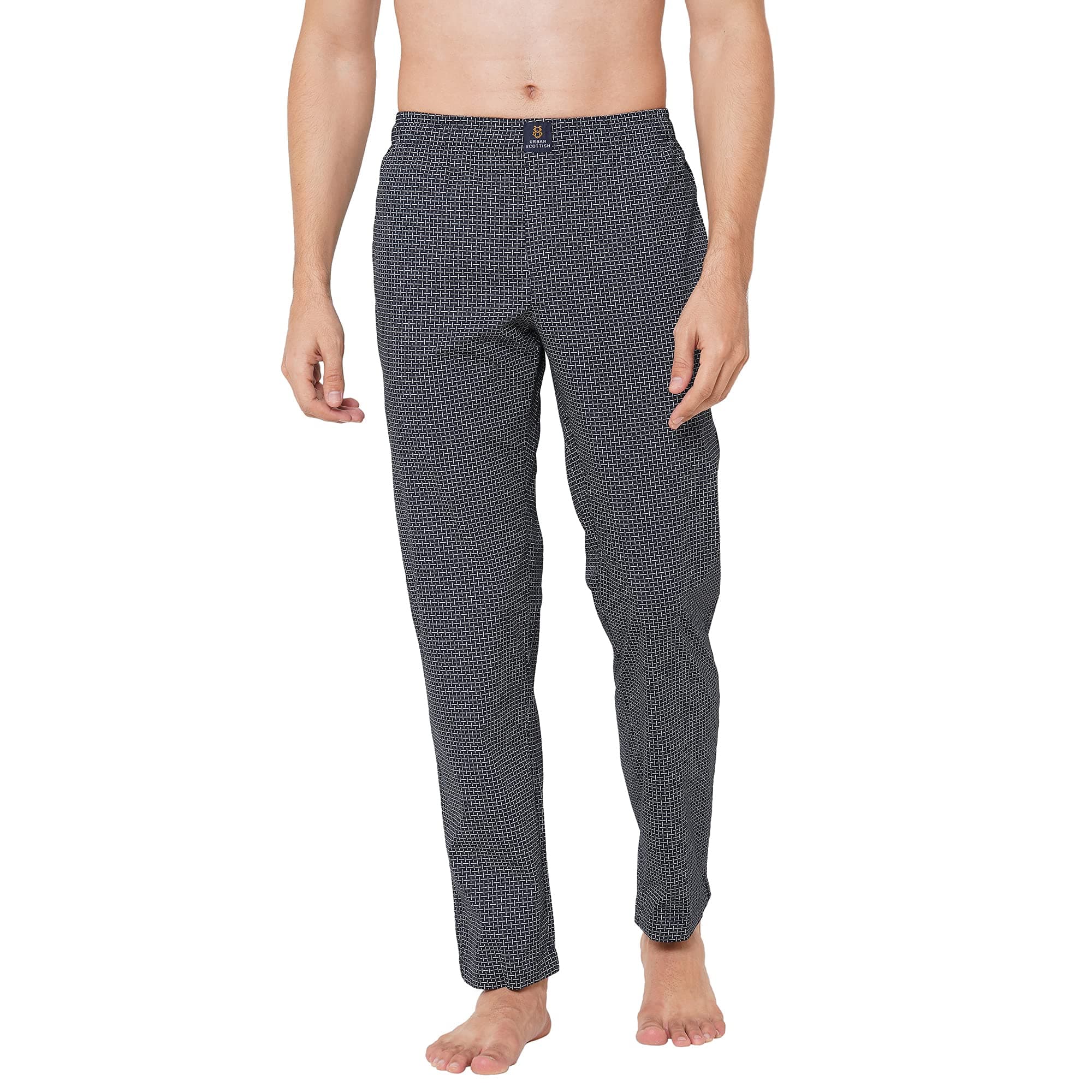 Urban Scottish Men's Lounge Pants 100% Cotton Men's Lounge Night Pant Comfortable Leisure-Wear Lower with an Elastic Waist-Band and Regular Fit Track Pants, Machine Washable Stay at Home-USPJ2137-XL
