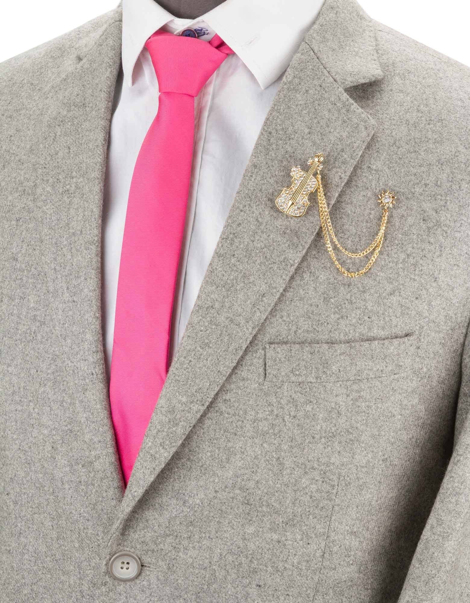Knighthood Stone Violin and Golden Sunshine Hanging Chain Brooch for Men