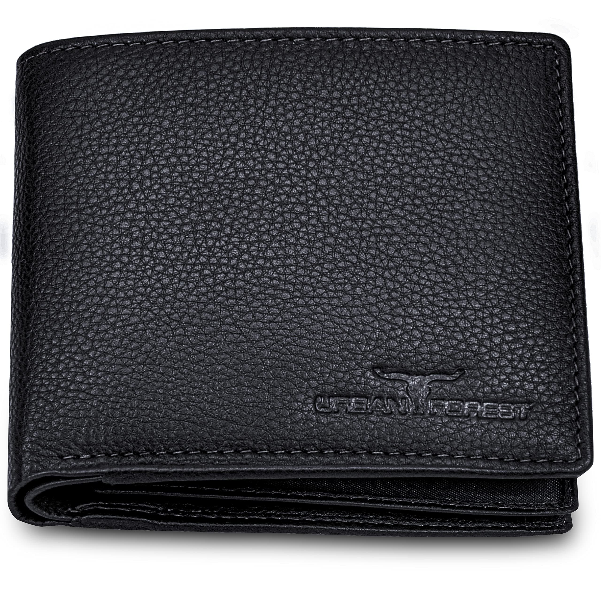 URBAN FOREST Carl Black Leather Wallet, Black Keychain & Pen Combo Gift Set for Men