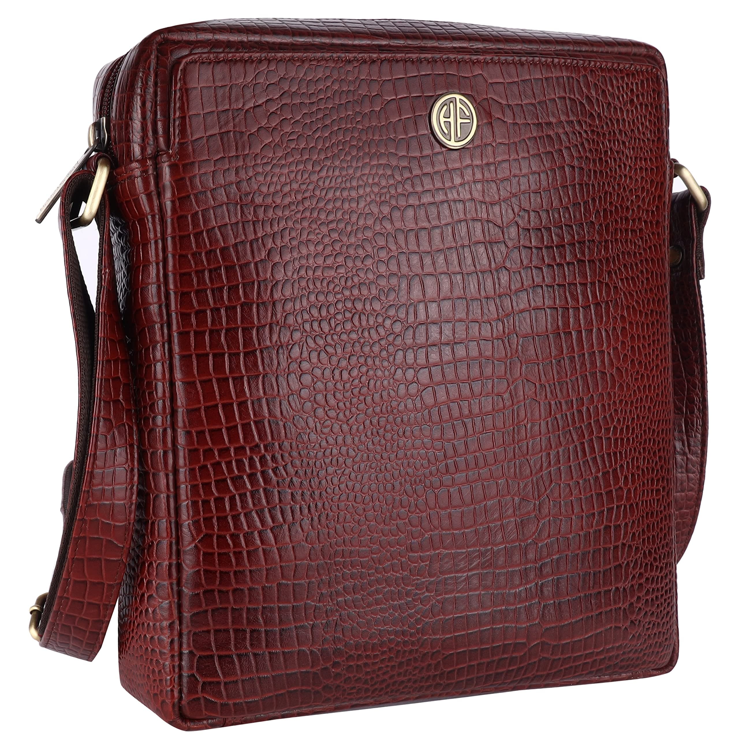 HAMMONDS FLYCATCHER Genuine Leather Sling Bag for Men, Stylish Spacious Side Crossbody Bag for Daily Use, Travel, Adjustable Strap, 1 Year Warranty - Brown