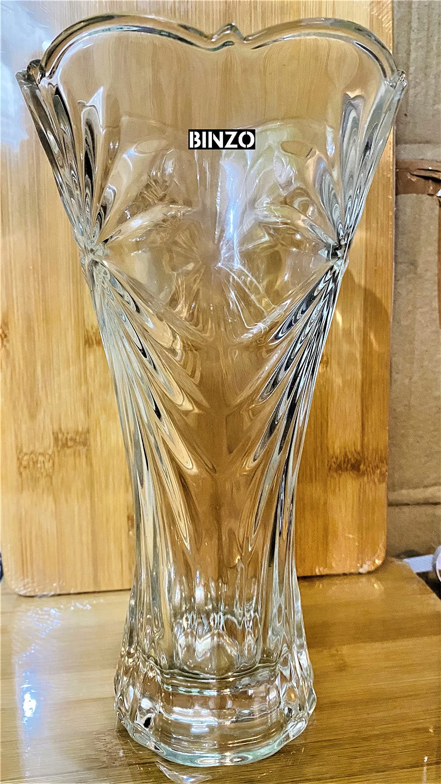BINZO Glass Flower Vase/Pot/Holder, Long Flower Vase for Home Decoration, Gift, Thick Glass Jar for Plants Indoor/Room/Home/Office, Set of 1