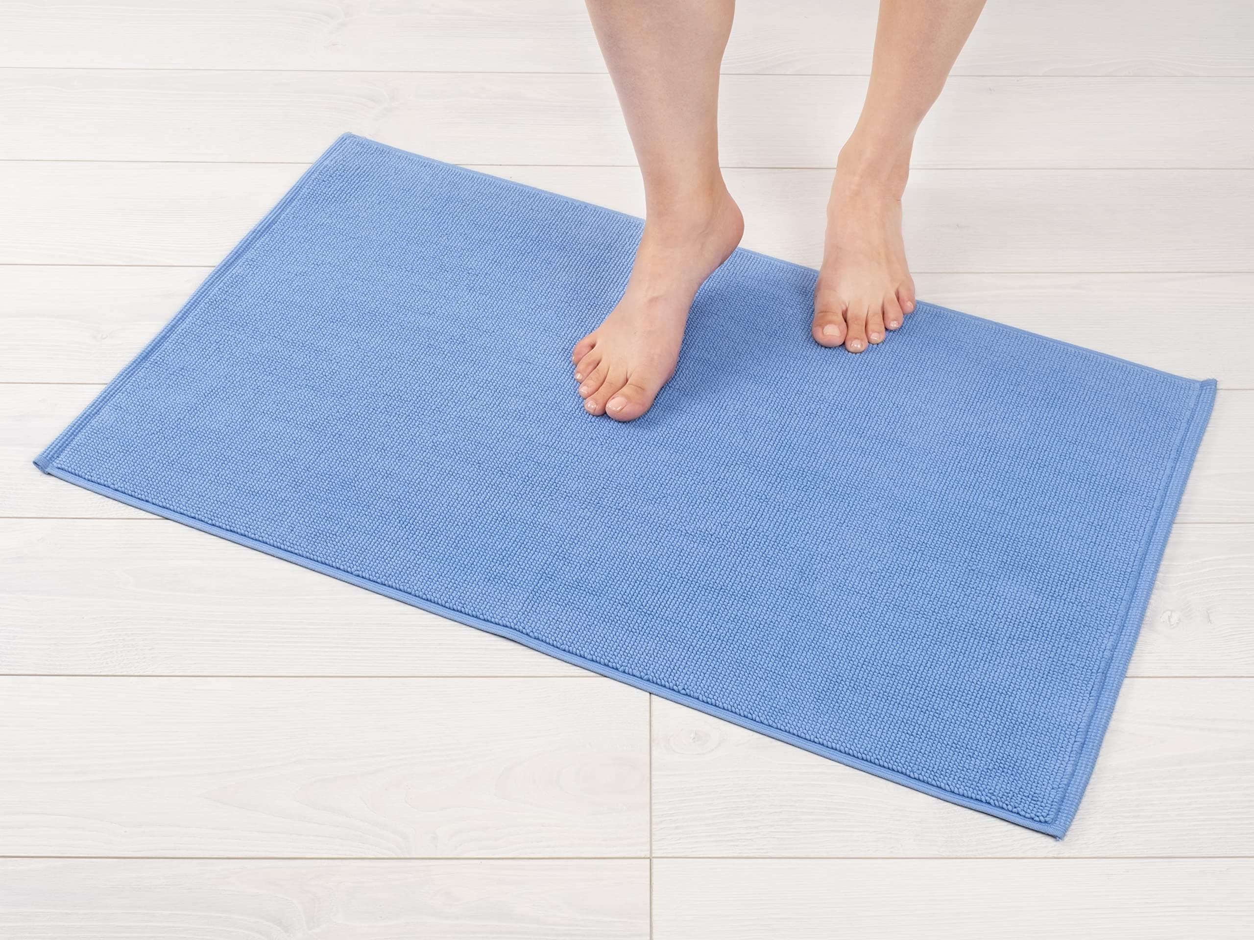 American Soft Linen Bath Rug, 20 in 34 in 100% Cotton Bath Mats Rugs for Bathroom, Non Slip Washable Shaggy Form Area Rugs, Sage Green Bath Rug