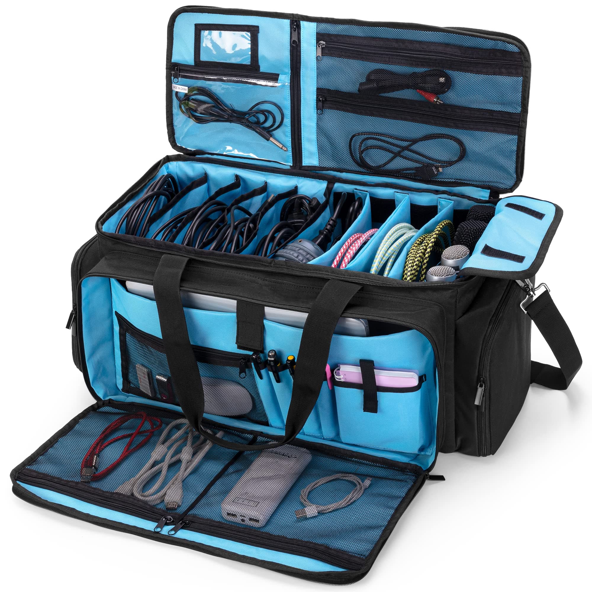 HODRANT Large DJ Gig Bag with Padded Bottom & Detachable Dividers
