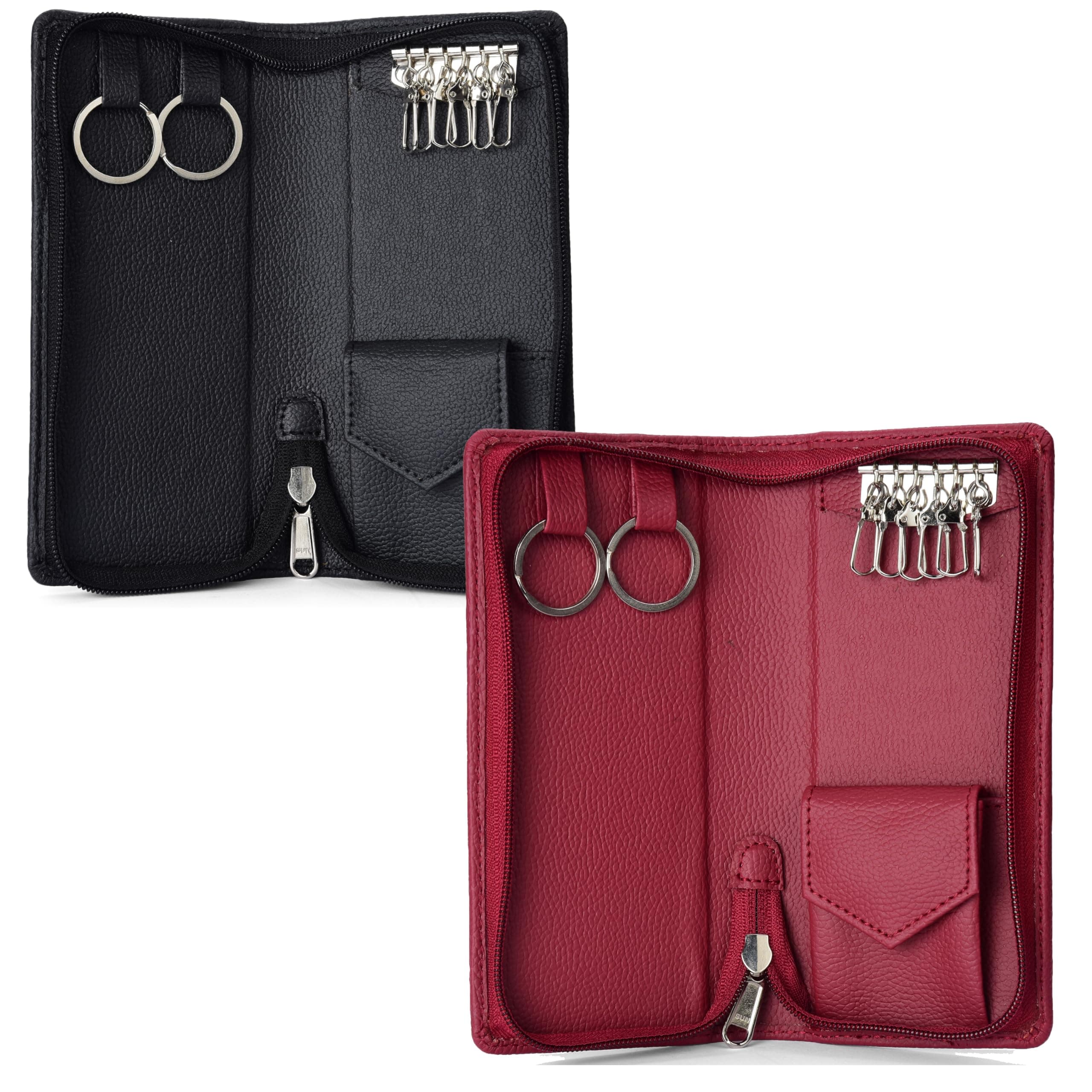 essart PU Leather Secure Zipper Key Holder Organizer Case Secure Organizer Case for Keys Travel Key Holder for Men & Women