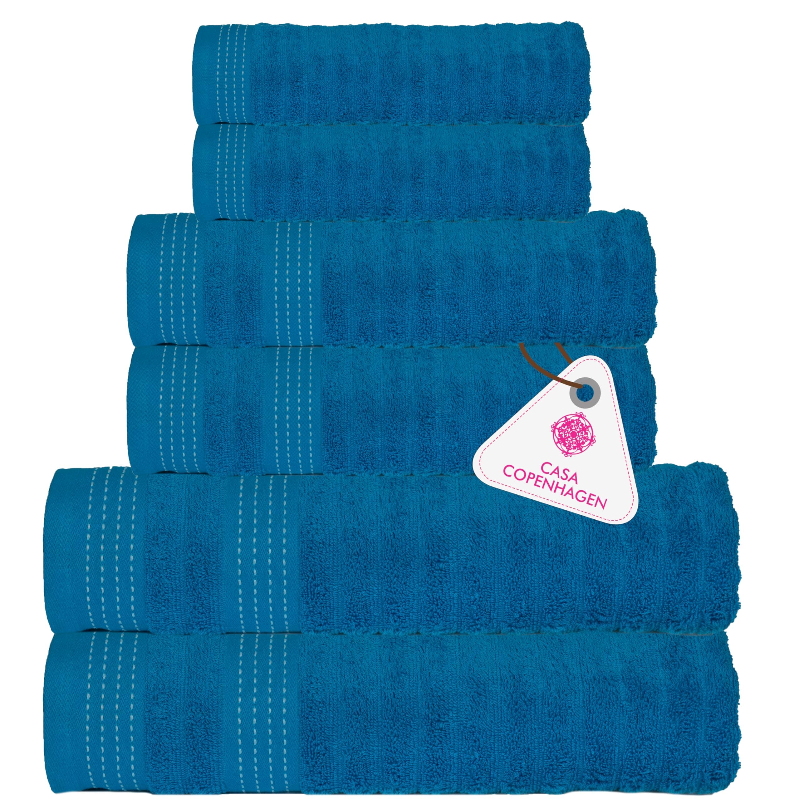 Casa Copenhagen Ember Collection 2.O, 100% Super Soft Cotton 6 Piece Towel Set, Includes 2 Bath Towels 2 Hand Towels 2 Washcloths - Lime Green