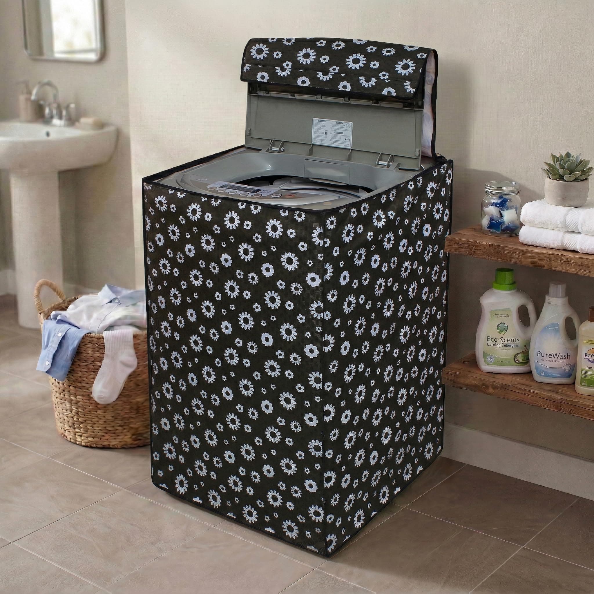 DREAM CARE Polyester Blend Waterproof & Dustproof Washing Machine Cover Top Load & Fully Automatic Suitable For 7 Kg, 7.2 Kg, 7.5 Kg (61 X 97 X 61 Cms)
