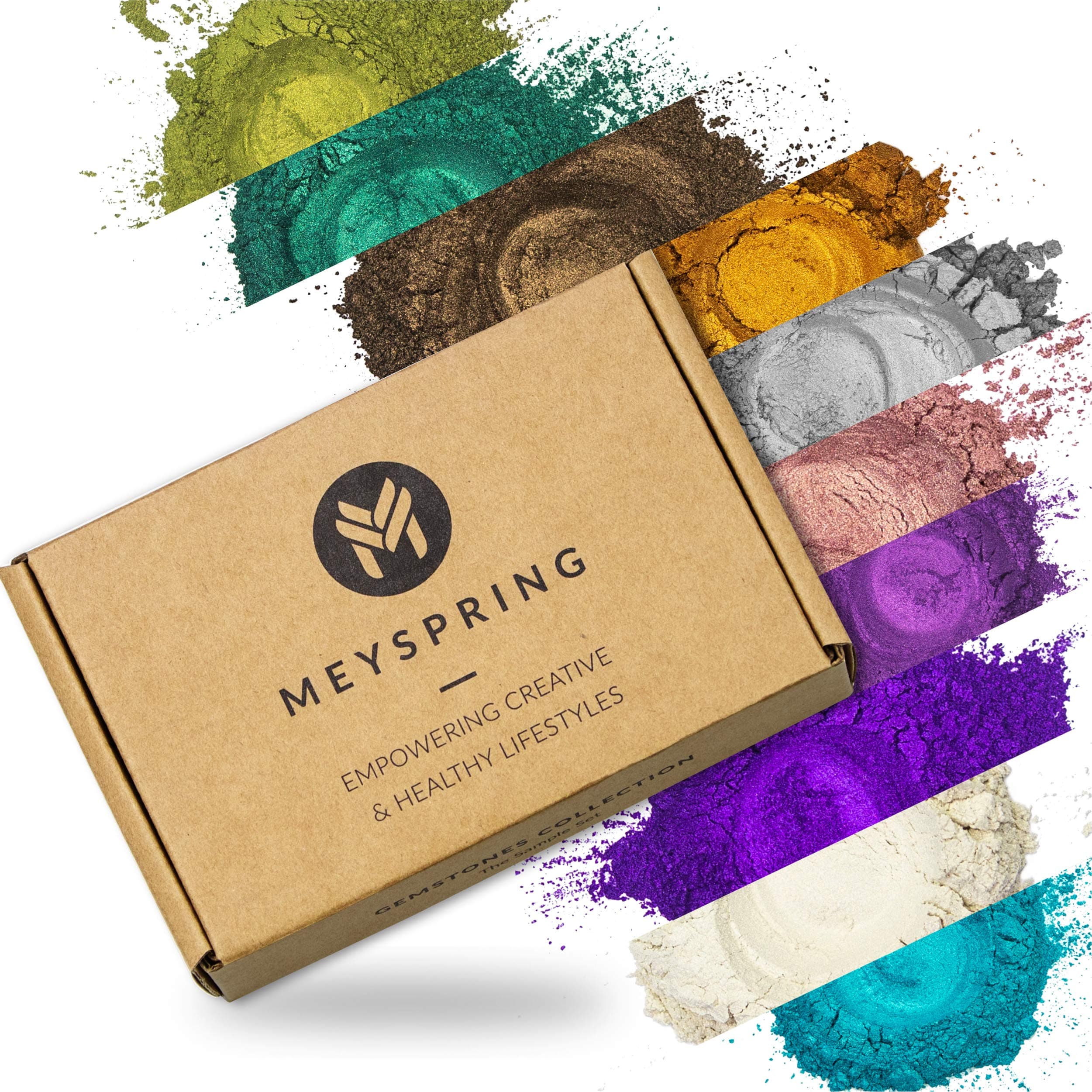 MEYSPRING Gemstones Collection Mica Powder Set -100g - Epoxy Resin Color Pigment for Resin Art, Geode Art - Mica Powder for Epoxy and UV Resin