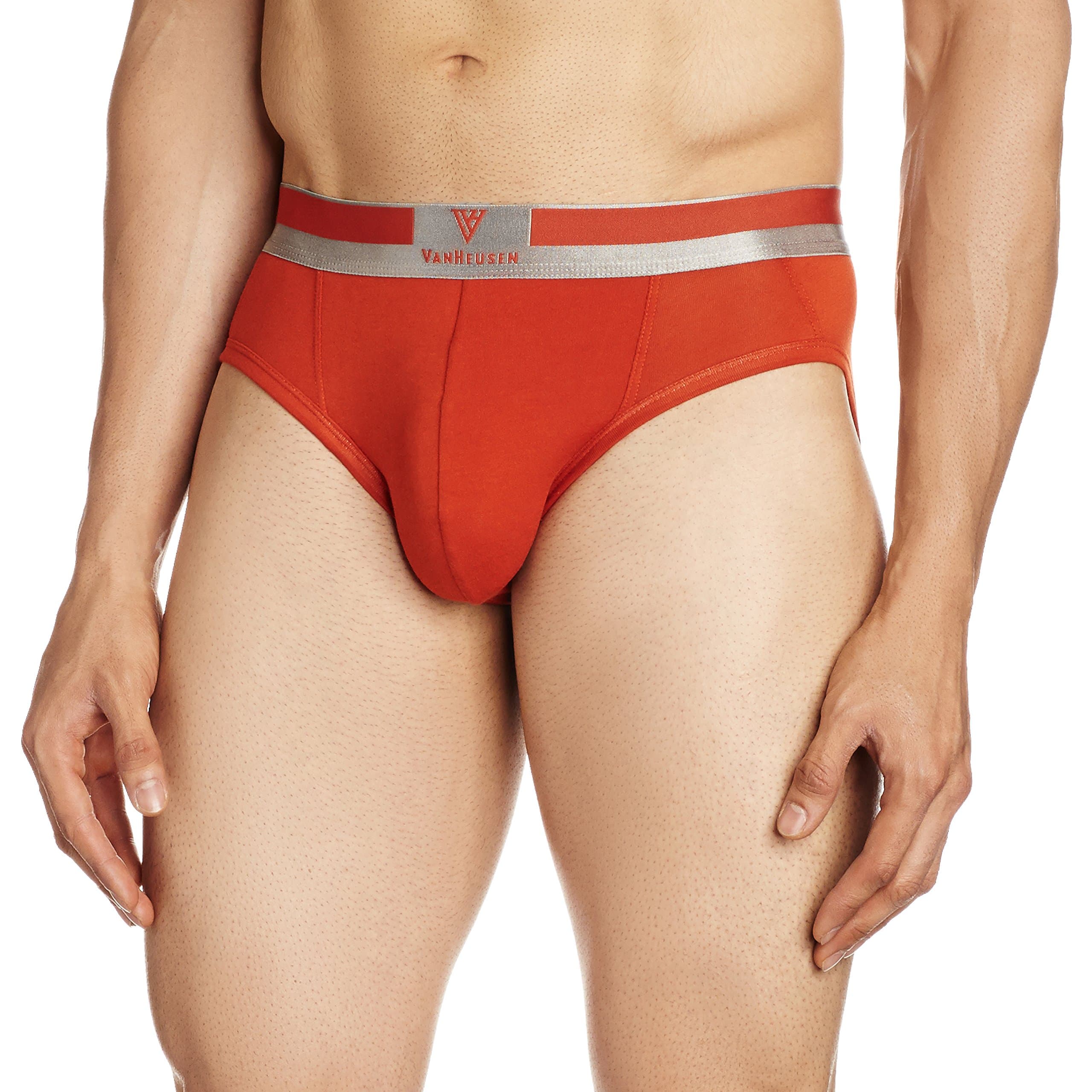 Van Heusen Men Briefs - Pima Cotton Stretch - Colour Fresh, Label Free, Ultra Soft_20002_Red_M