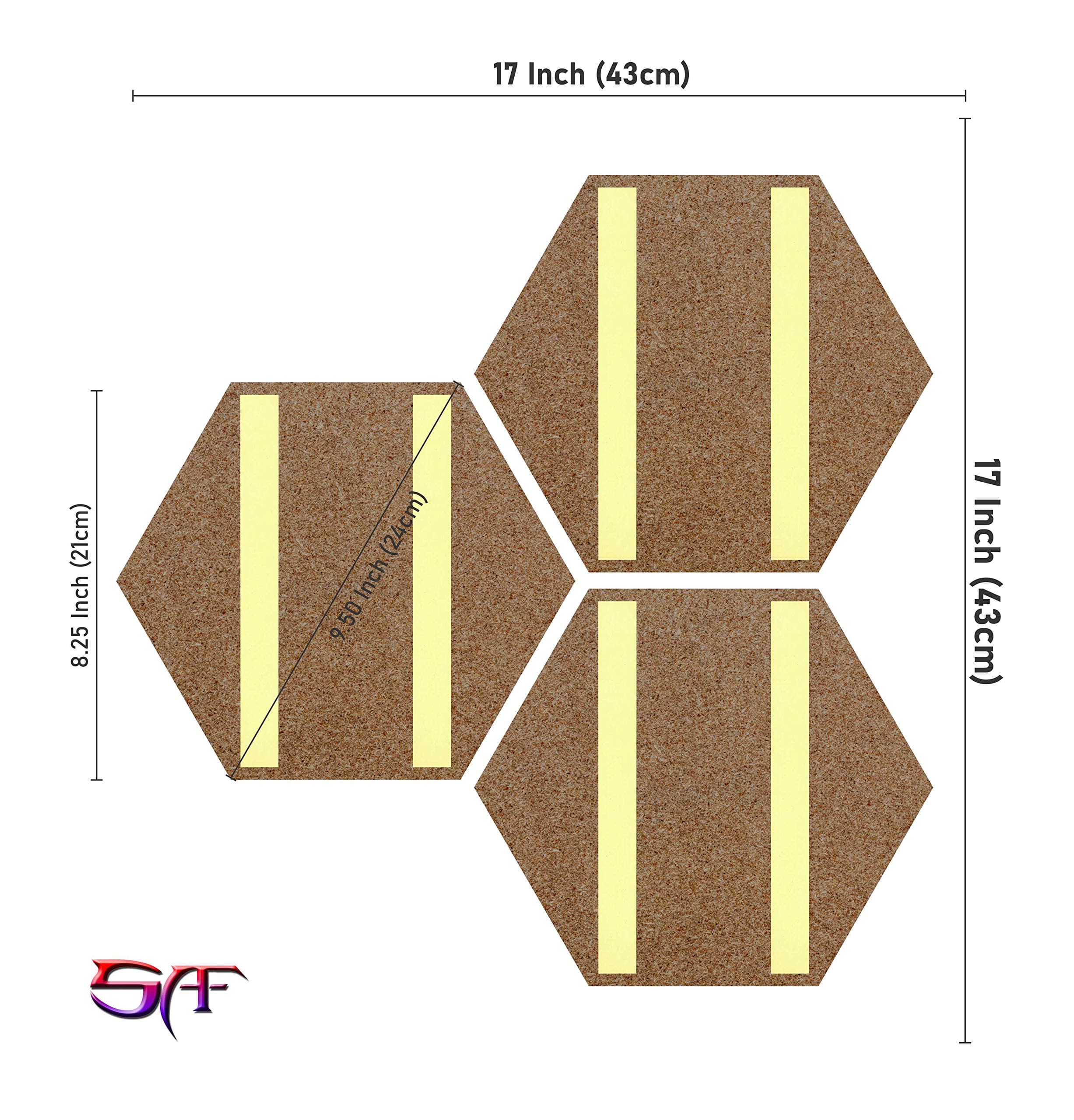 SAF paintings Set of 3 Hexagon Krishna Flute Playing MDF Board UV Textured Painting 17 Inch X 17 Inch SANFHXS30364