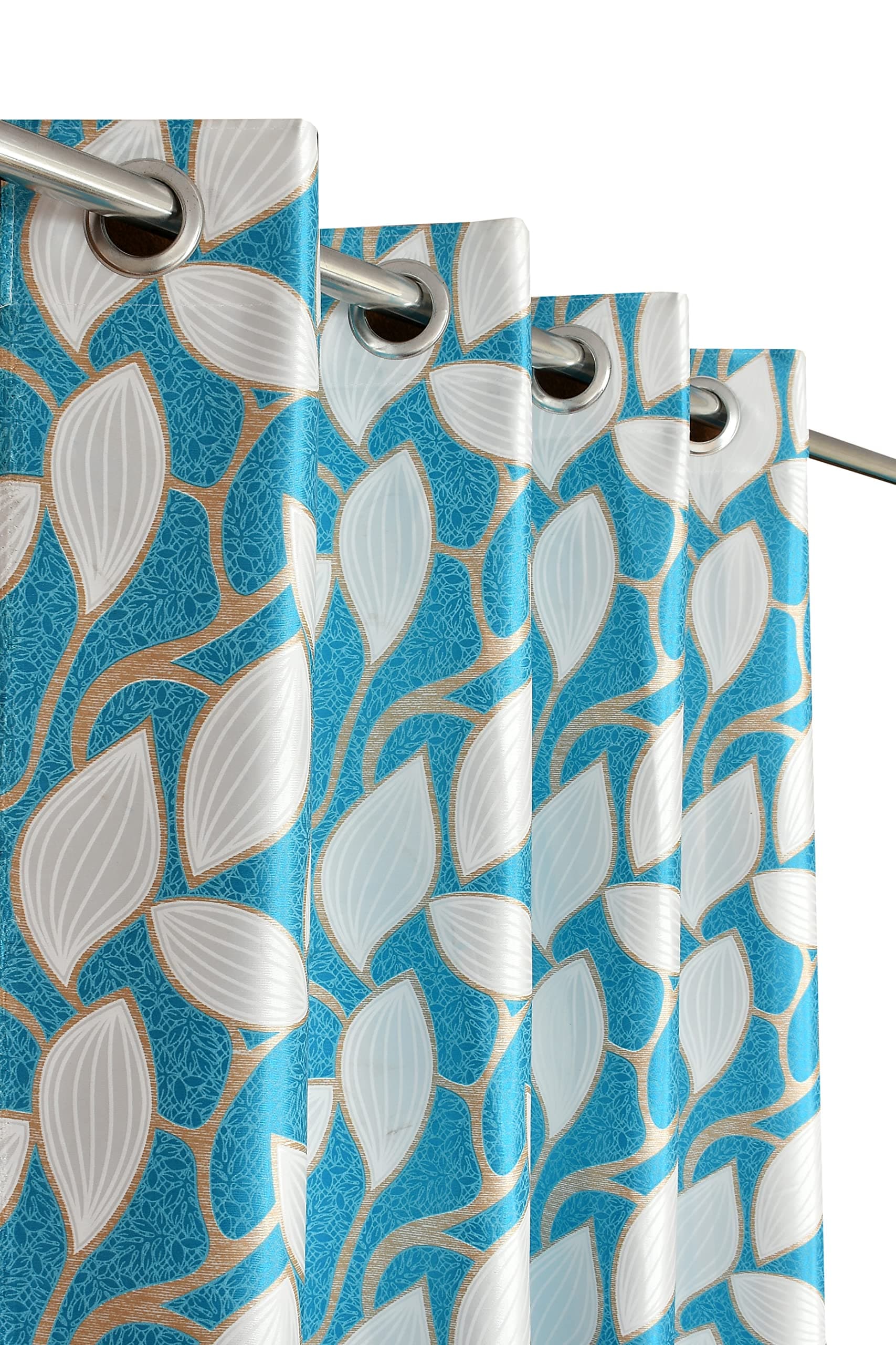 DECOROLOGY Curtains 5 Feet Long Set of 2, Polyester Floral Room Darkening Modern Curtains for Window Living Room & Bedroom