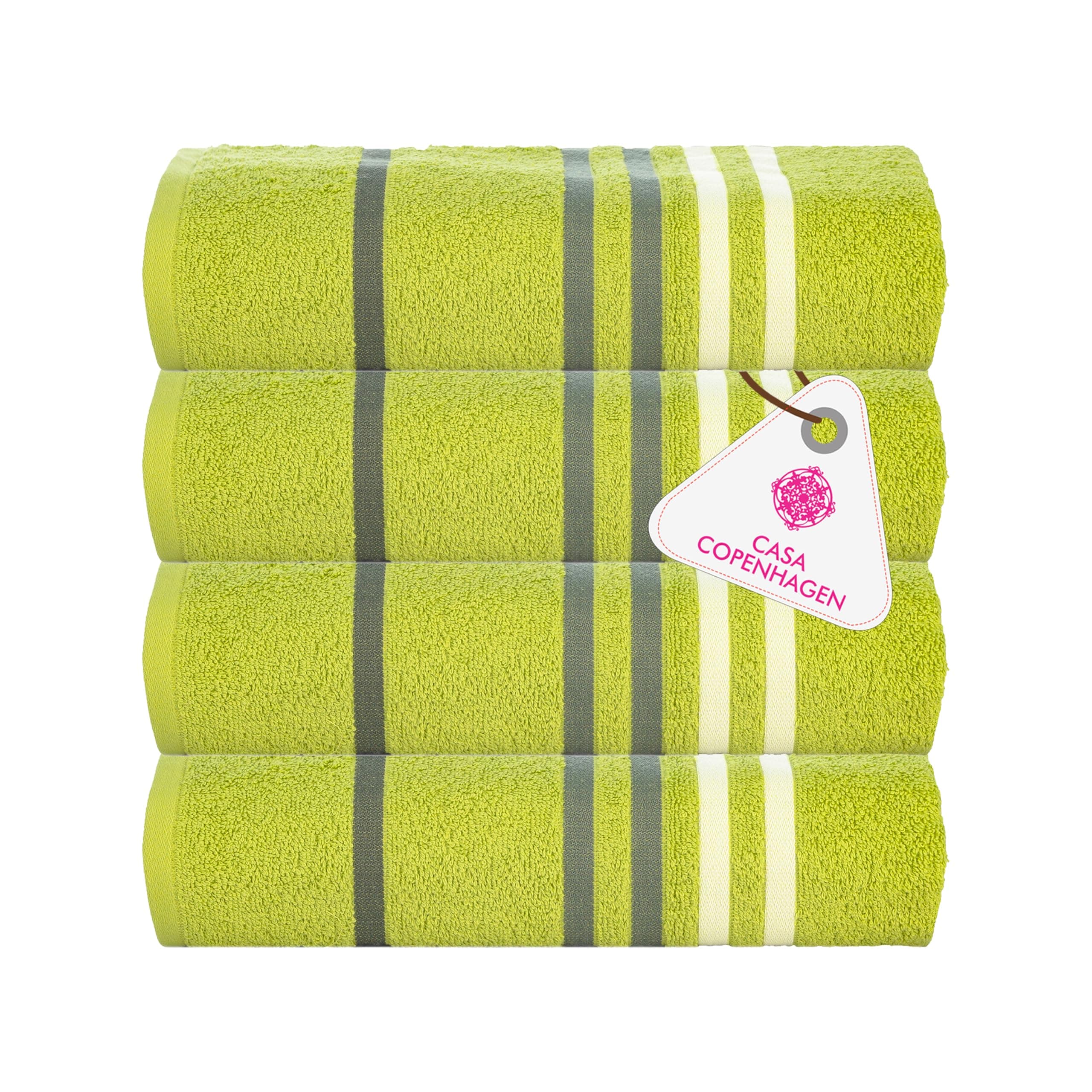 Casa Copenhagen - Egyptian Cotton Exotic 4 Pcs Face Towel (30 X 30cm) Colour : Lime Green