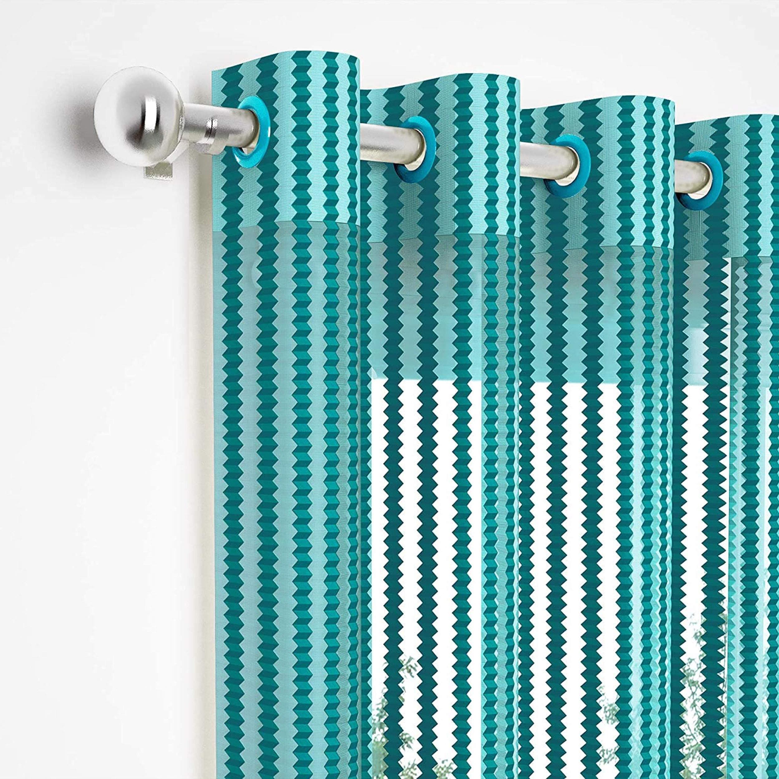 Radees Creations Premium Fancy Sparkling Beautiful Sheer Strip String Hanging Color 1 Pcs Polyester Tissue Net Pattern Eyelet Curtain