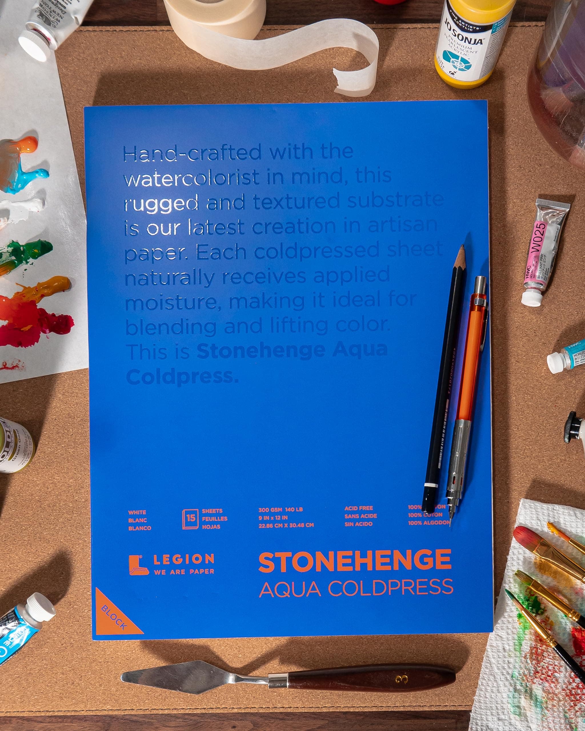 Yupo Paper SQCWH77 Stonehenge Aqua Block Coldpress Pad 7"X7" 15 Sheets/Pkg-White 140lb