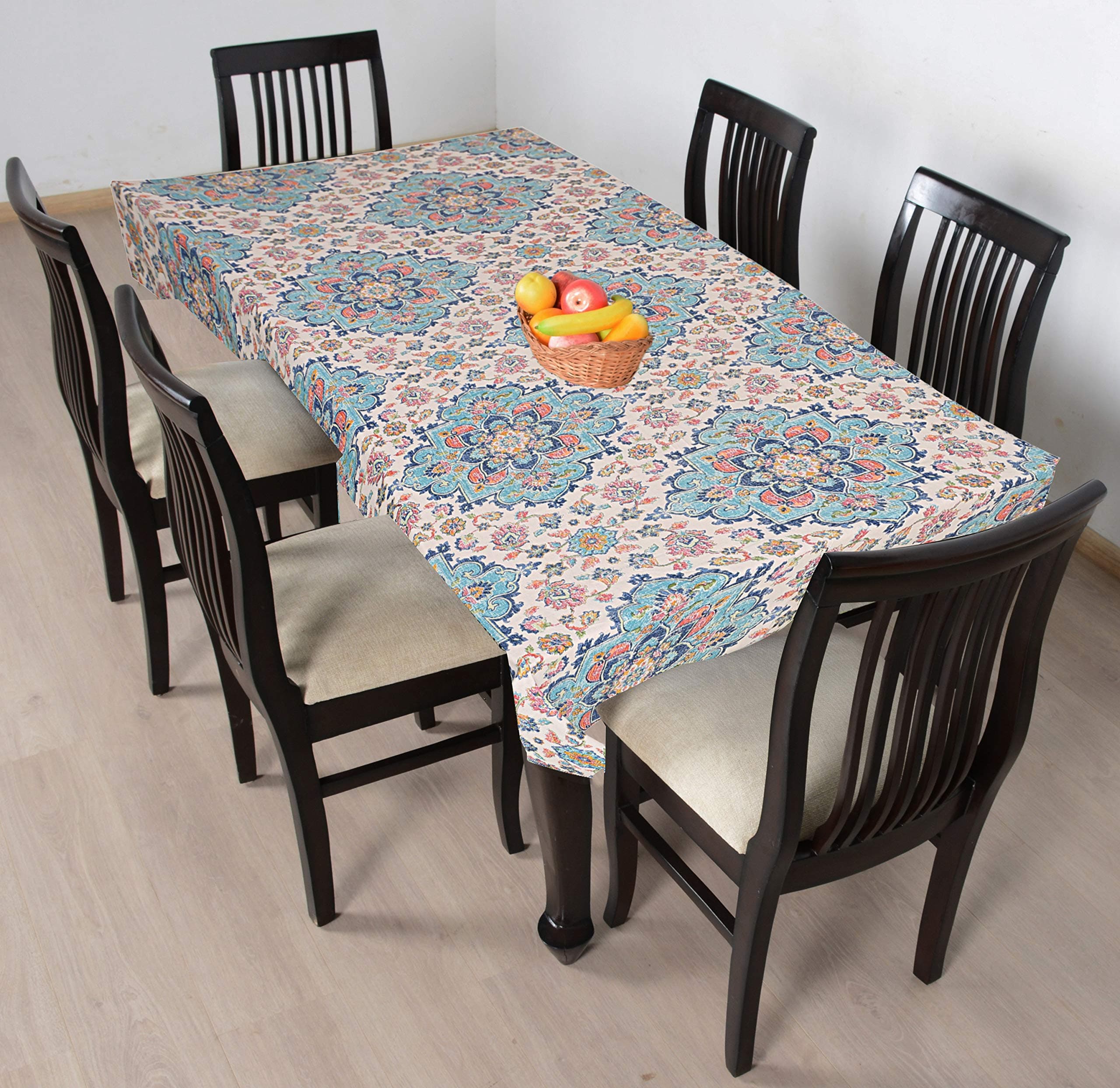 Raghuraj Lifestyle Dining Table Cover,Cloth 55x86 Inches 6 Seater - Multi Color Royal Table Cloth