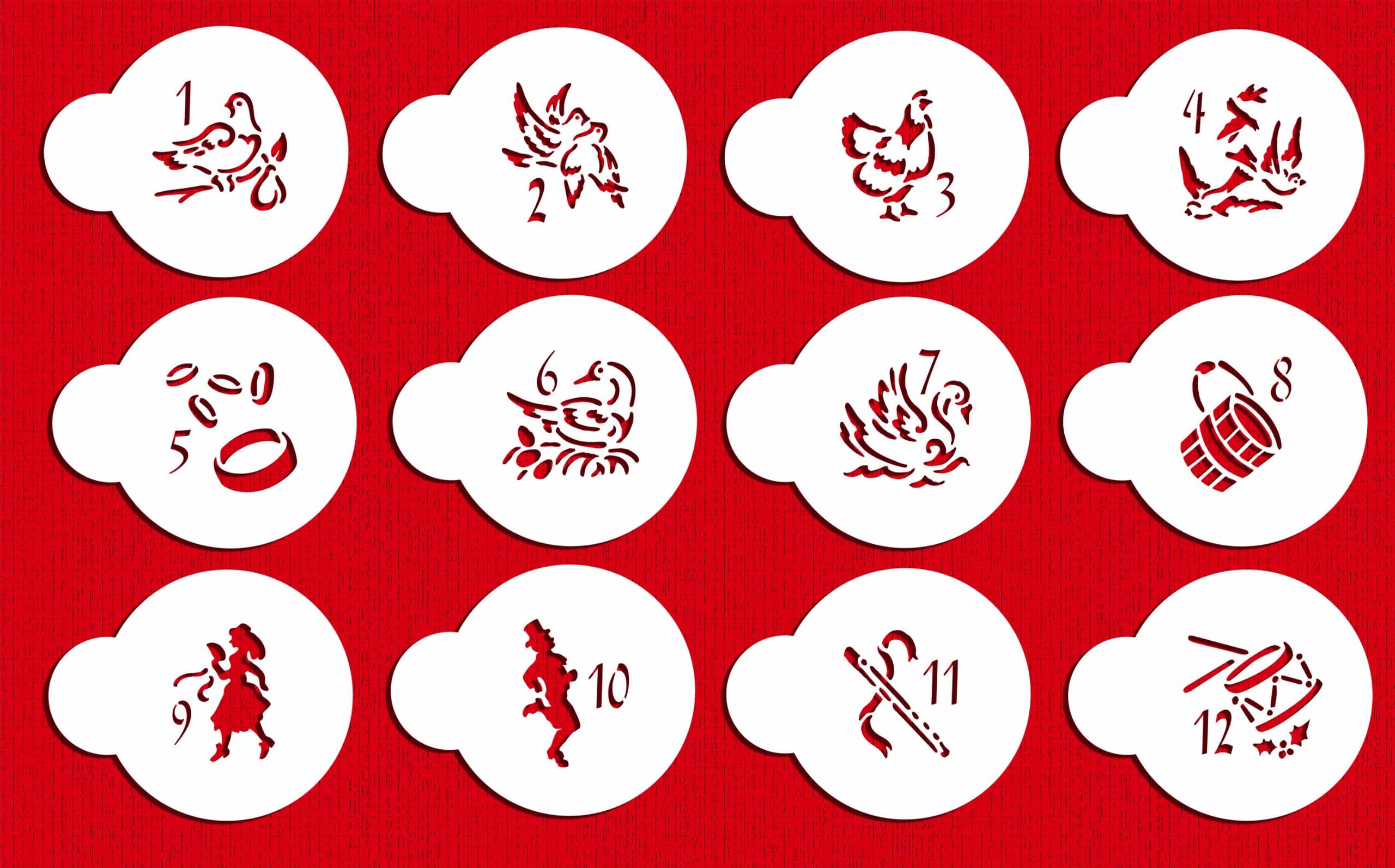 Twelve Days of Christmas Cookie/Candy Stencils (small) by Designer Stencils