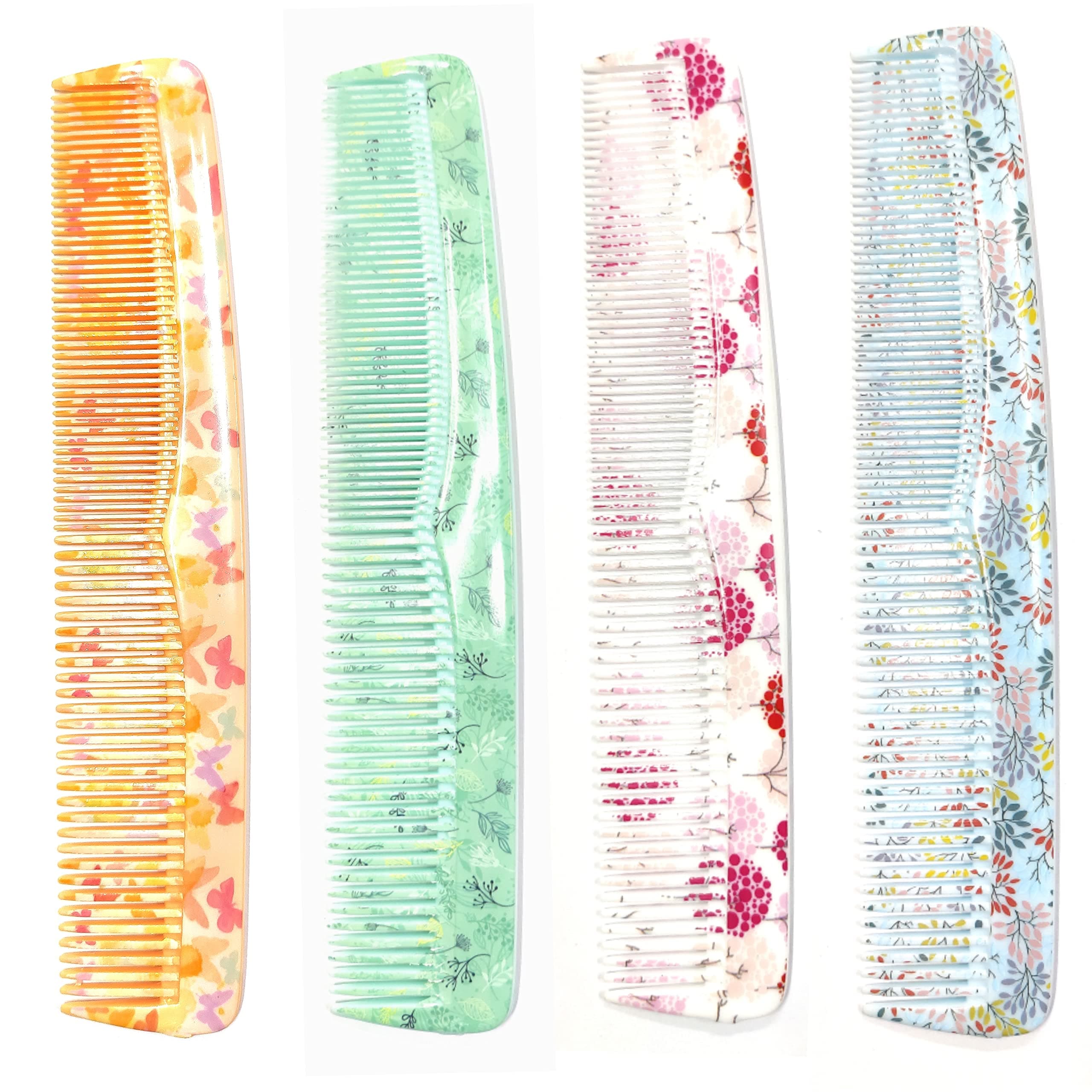 Maple Hair Comb for Women, Men Printed Dressing Detangling Combo Set (Multicolour), Pack of 4