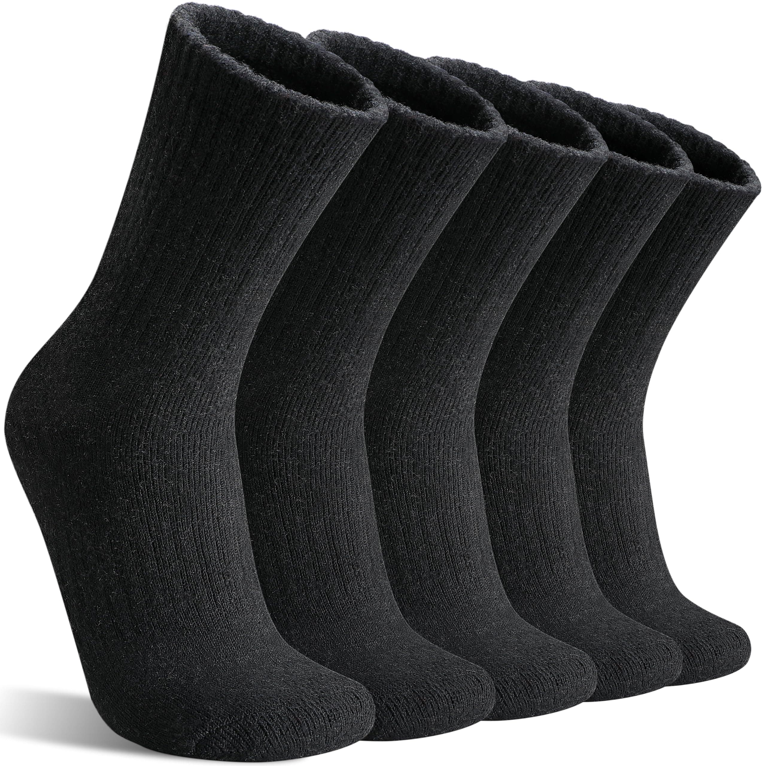 Womens Wool Socks Fuzzy Soft Cabin Thermal Heavy Thick Soft Warm Winter Socks 5 Pairs (Black B)