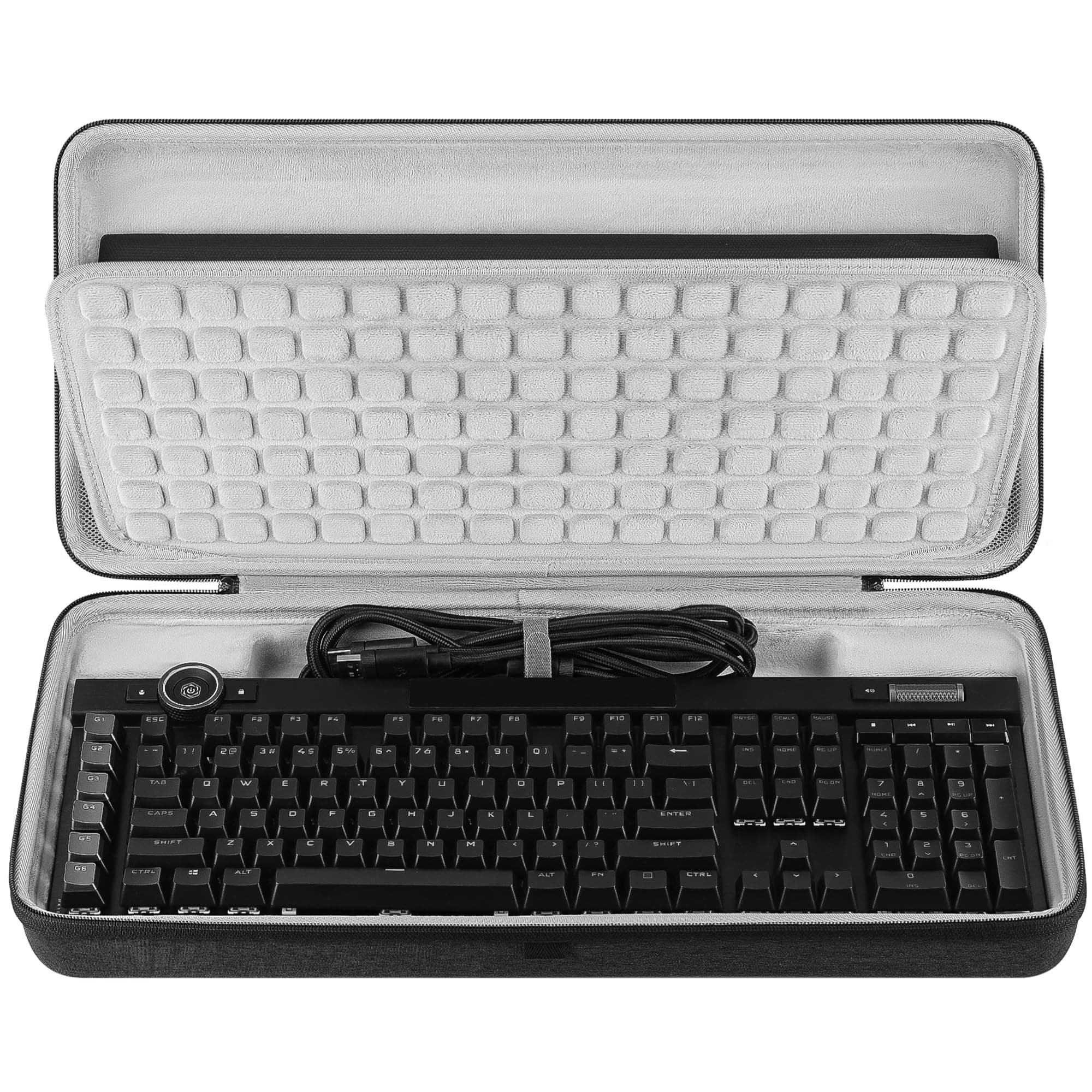 Geekria Full Size Keyboard Hard Shell Case Compatible with Corsair Galleon 100 SD/K100 RGB/K70 MAX, Razer BlackWidow V4 Pro, Travel Carrying Bag for 104-108 Key Computer Keyboard (Dark Gray)