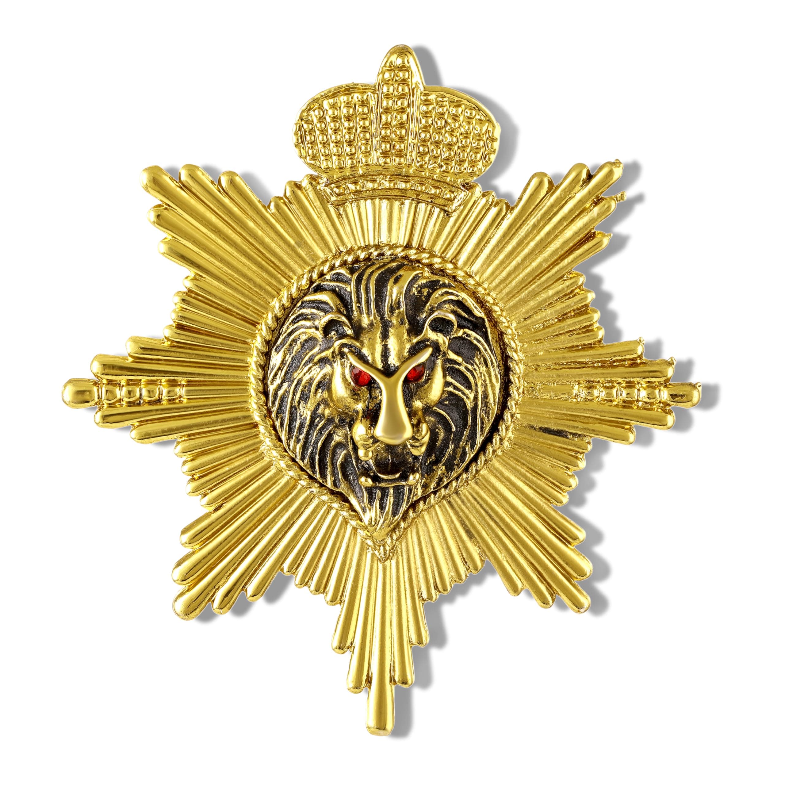 Mahi Crown and Roaring Lion-Shaped Wedding Brooch/Lapel Pin for Men (BP1101182G)