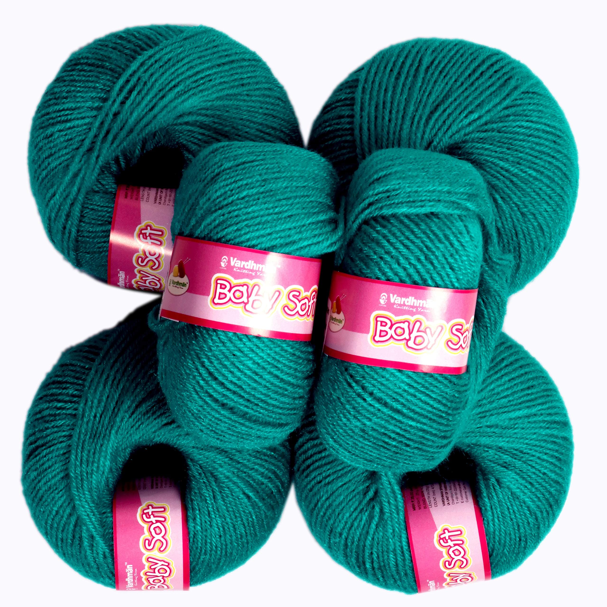 Vardhman Acrylic Wool Teal (6 pc) Baby Soft Wool Ball Hand Knitting Wool/Art Craft Soft Fingering Crochet Hook Yarn, Needle Knitting Yarn Thread Dyed