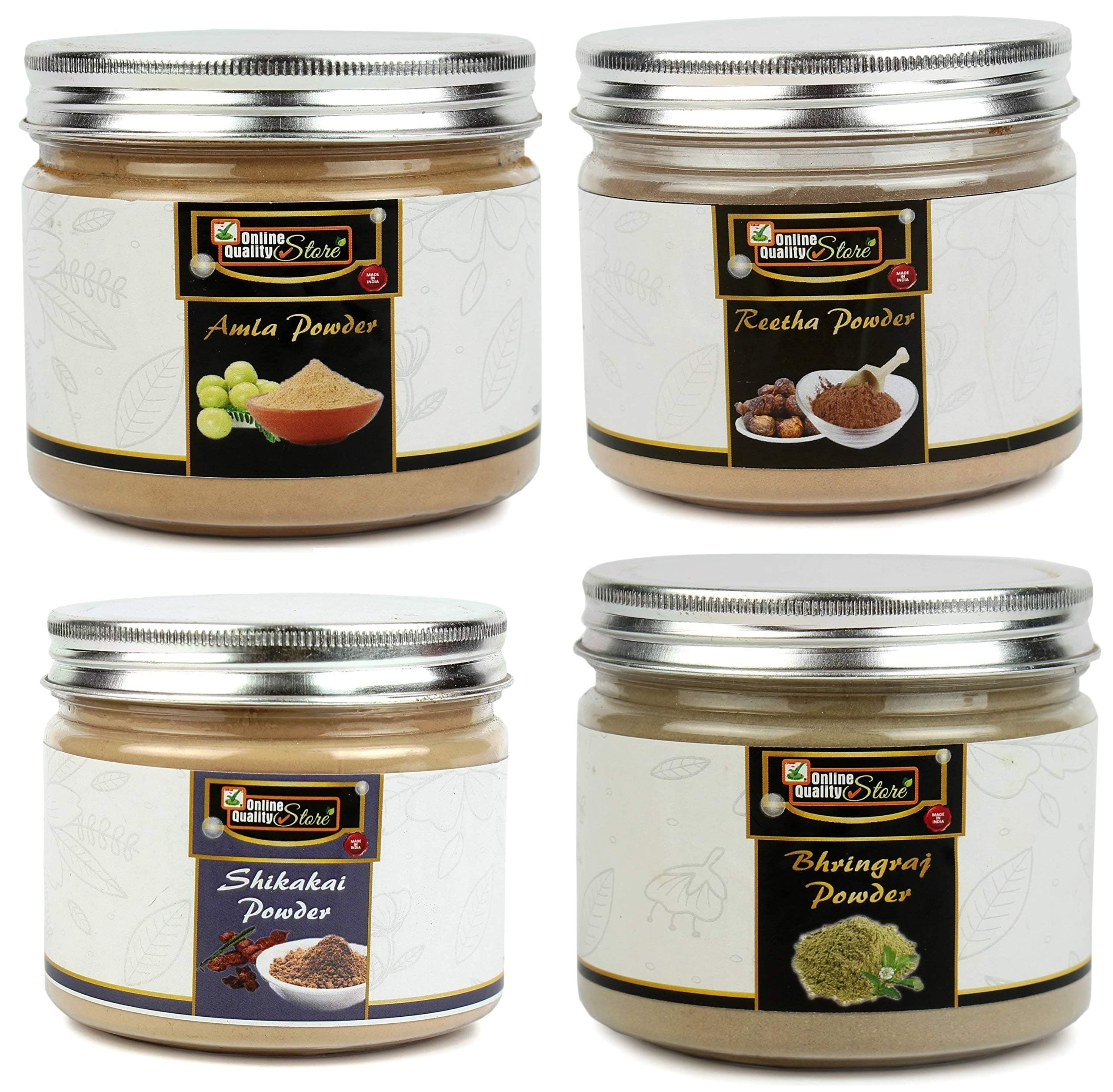 Online Quality Store Natural Amla Reetha Shikakai Bhringraj Powder-400 gm