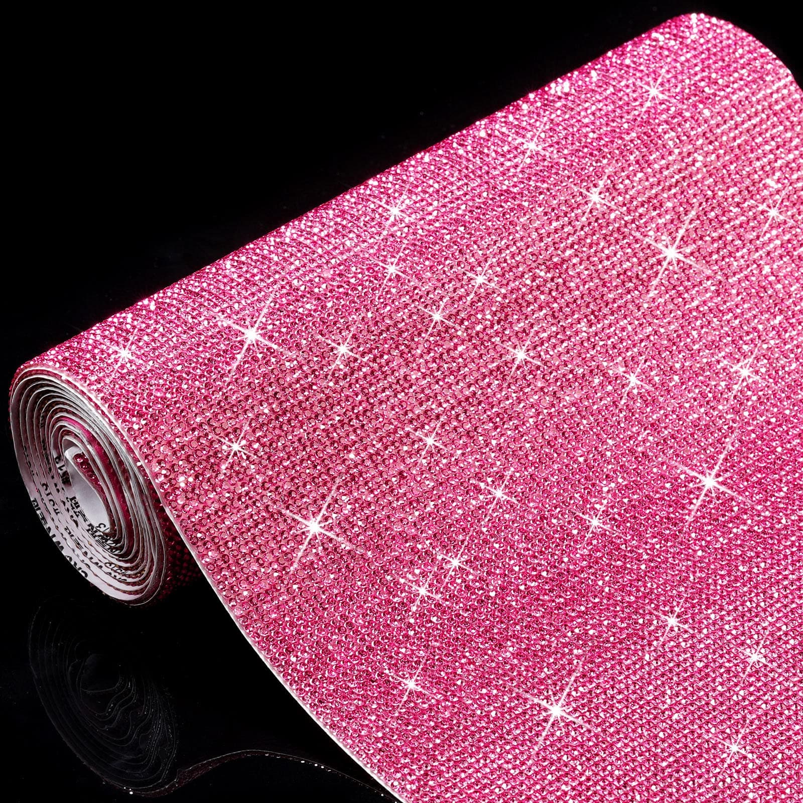 60750 Pieces Bling Rhinestone Leaf Crystal Self-Adhesive Rhinestone Diamond Stickers 59 x 7.87 Inches for DIY Home Car Art Craft Activity Decoration (Pink)