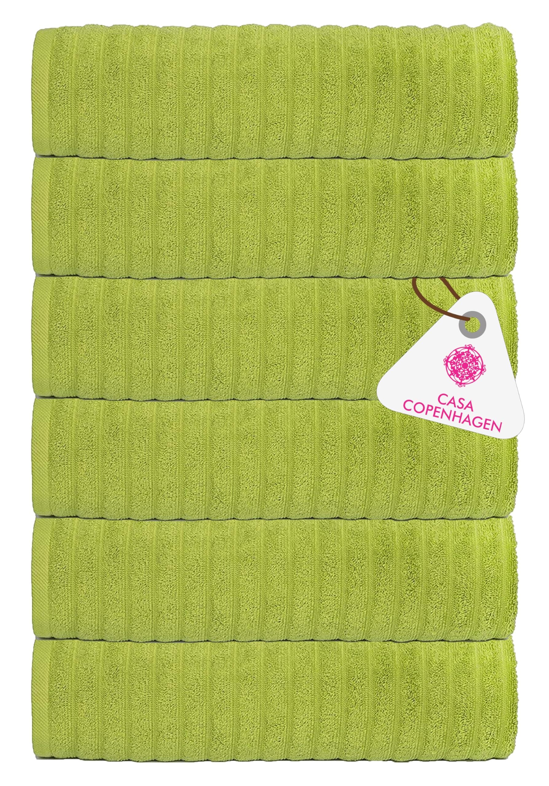 Casa Copenhagen - Egyptian Cotton Emerald 6 Pcs Face Towel (30 X 30 cm) Colour : Lime Green