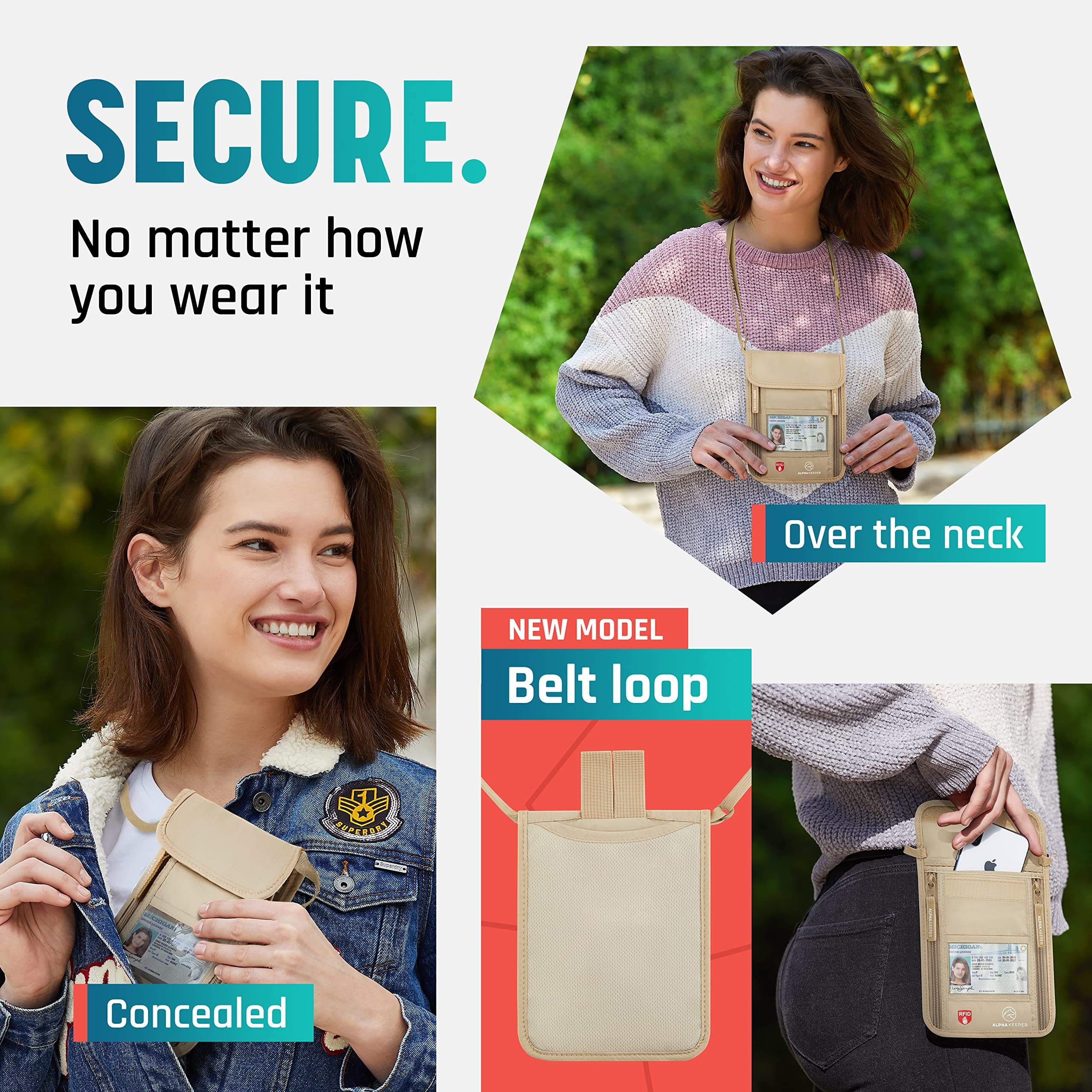 Neck Wallet, Travel Pouch For Passport Holder And Documents, Travel Neck Wallet For Traveling Women