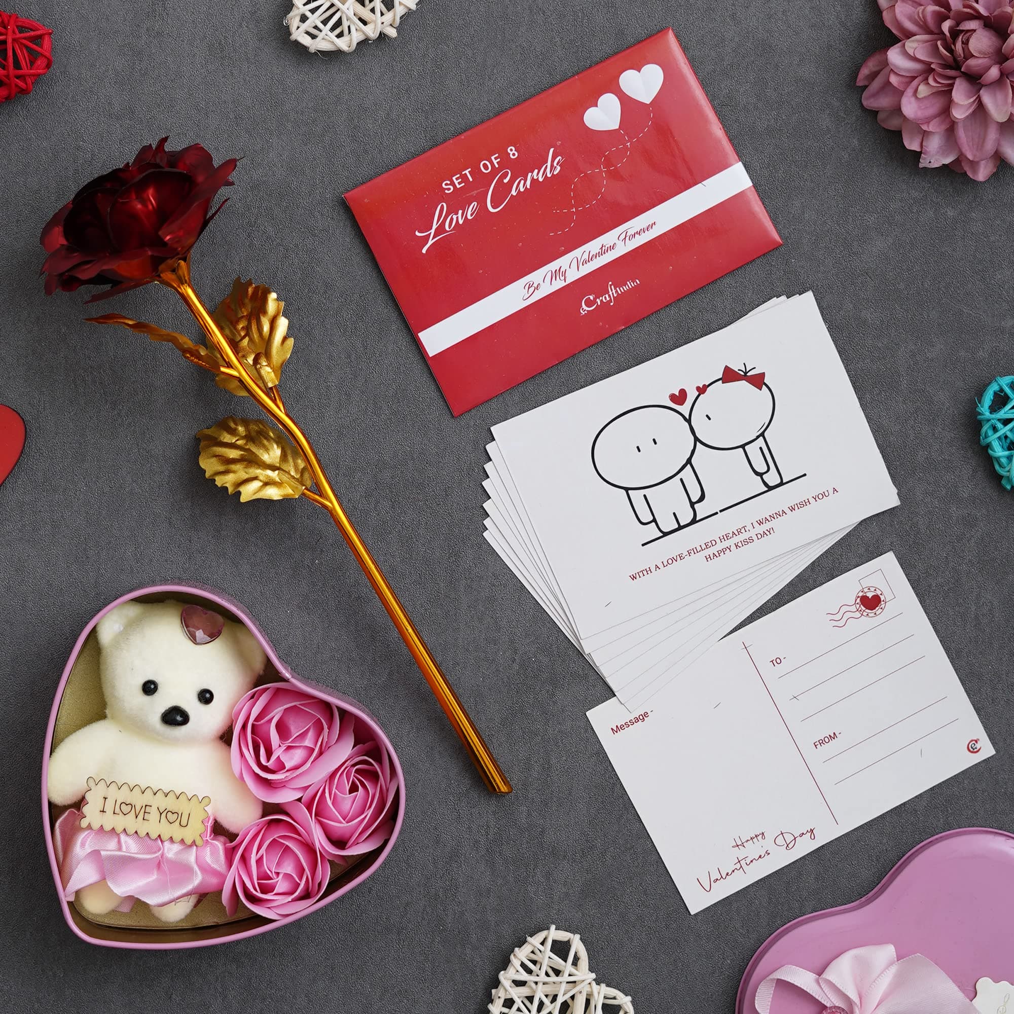 eCraftIndia Love Post Cards with Heartfelt Greetings| Greeting Card for Valentine's Day| Valentine Gift for Girlfriend Boyfriend Husband Wife