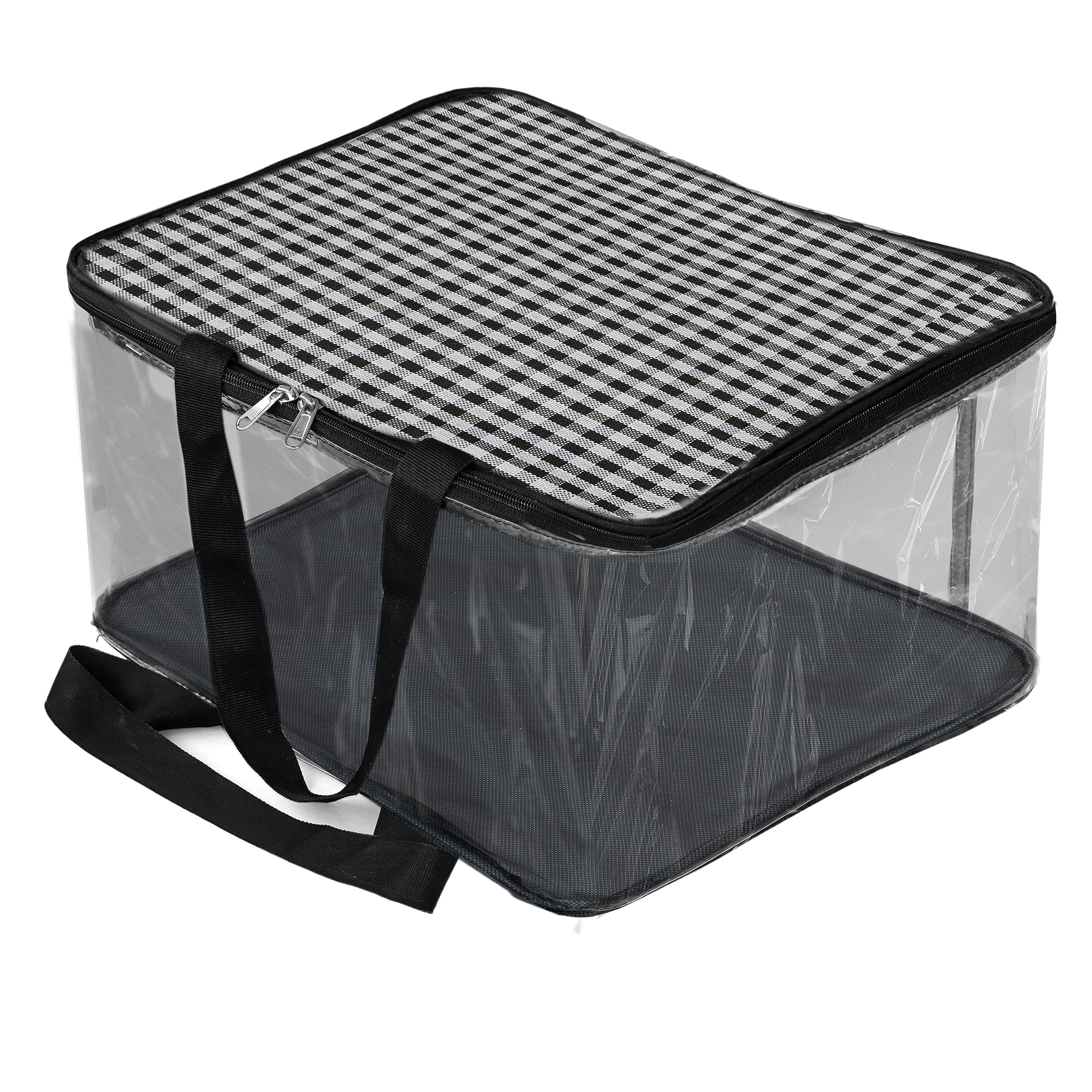TULMAN Transparent Storage Bag for clothes Saree Cover Bag for women Cosmetic Toiletries Blanket Storage Bag for Home - PVC & Cloth -1 Pack – 40x22x33 cm