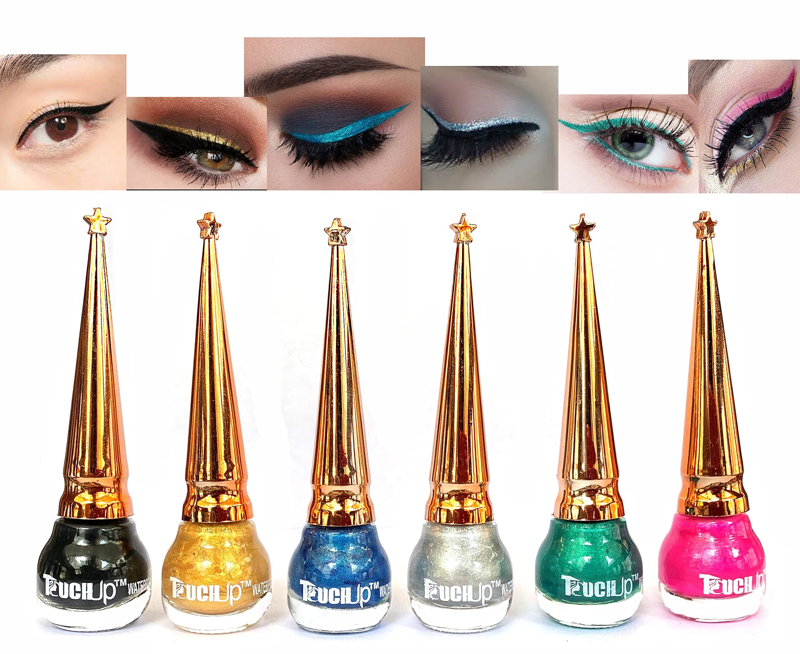 TOUCHUP Smudge Proof Liquid Glitter Eyeliner Set of 6, Multicolour