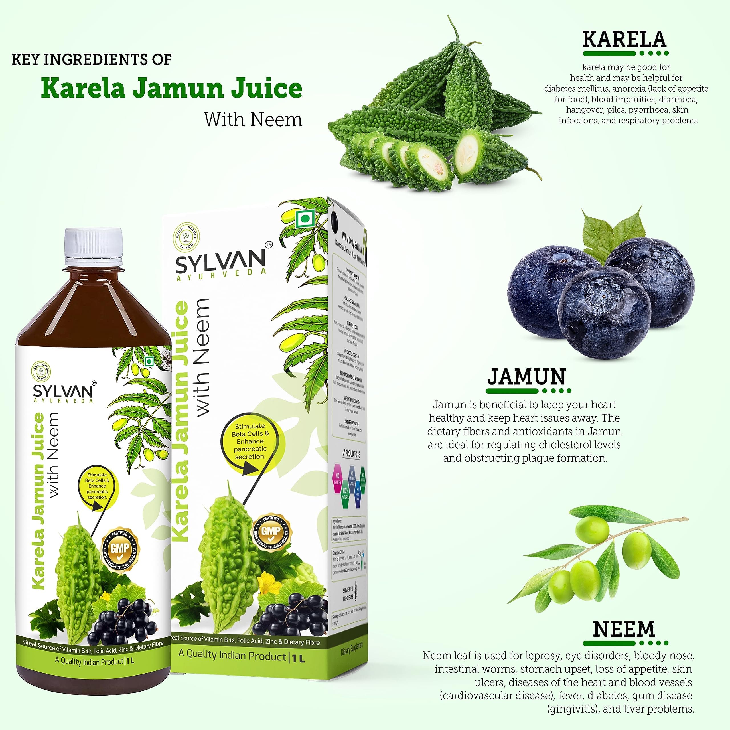 Sylvan Karela Jamun Juice Set | Helps Control Blood Sugar Level and Lower Bad Cholesterol | Diabetic Care (2L)