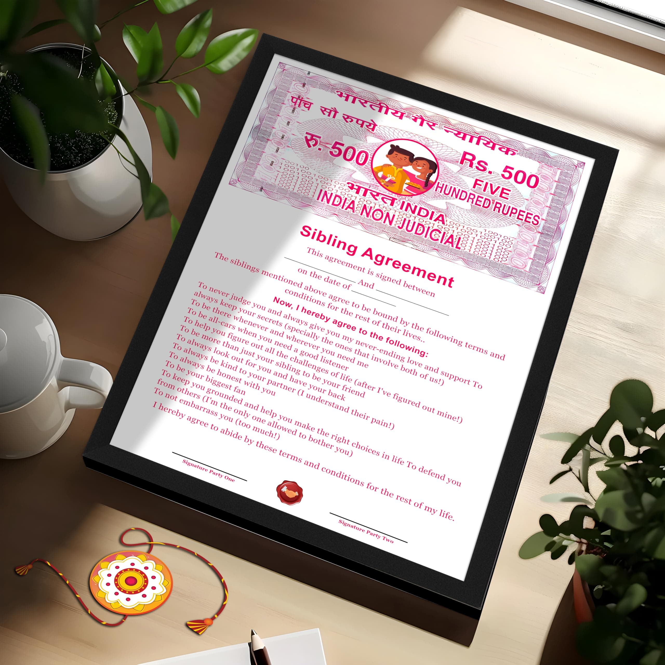 SNAP ART Personalized Gift for Sister, Dad Photo Frame | 6 Image Collage with Custom Text, Customized Photo Frame for Brother, sister, Rakhi Gift Wall Decor for Bedroom Living Room