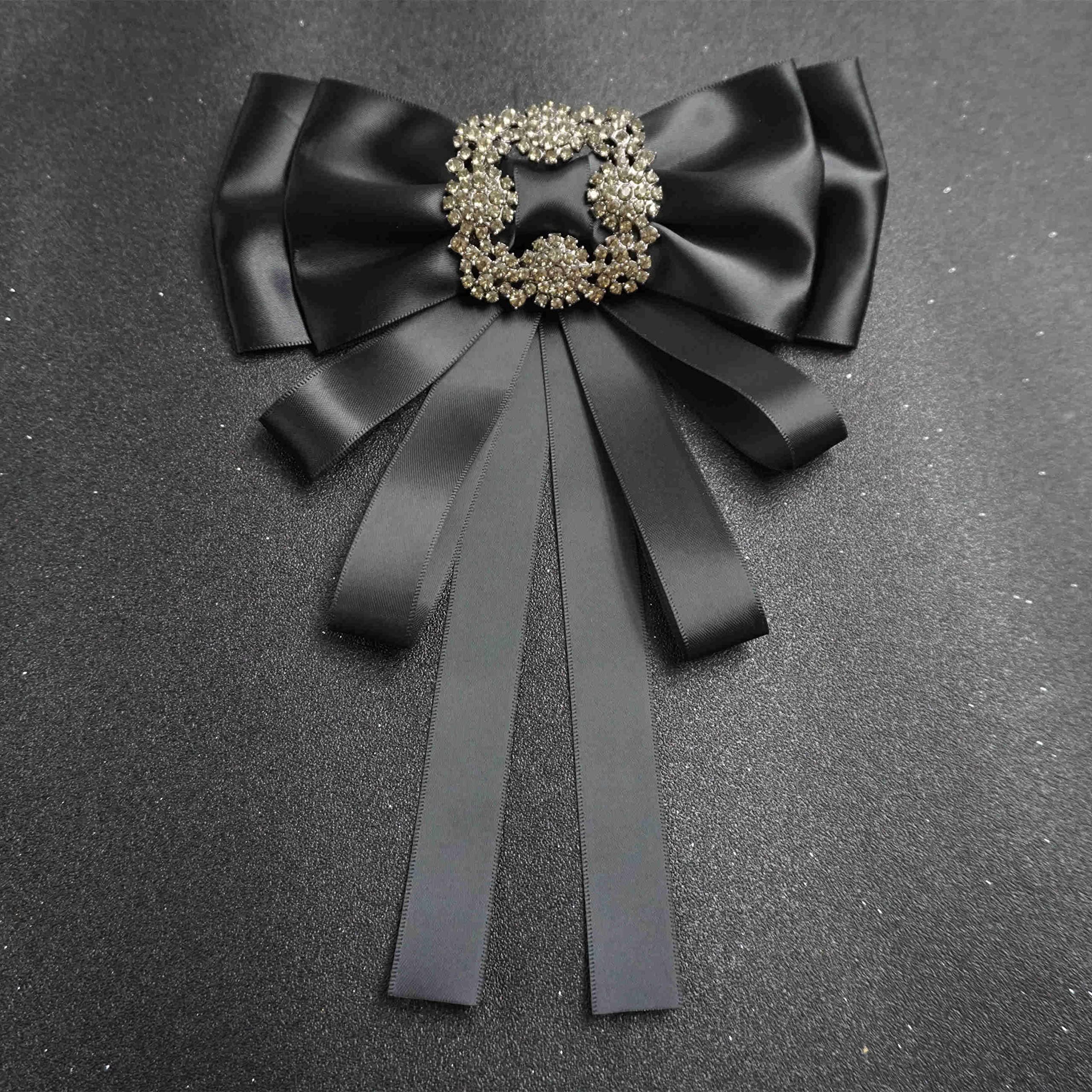 Rhinestore Crystal Dangle Wedding Party Bow Tie Women/Men Ribbon Pre Tied Neck Tie Adustable Brooch Pin Clip, 16*22cm/6.3*8.66 inches, Glass, crystal rhinestones