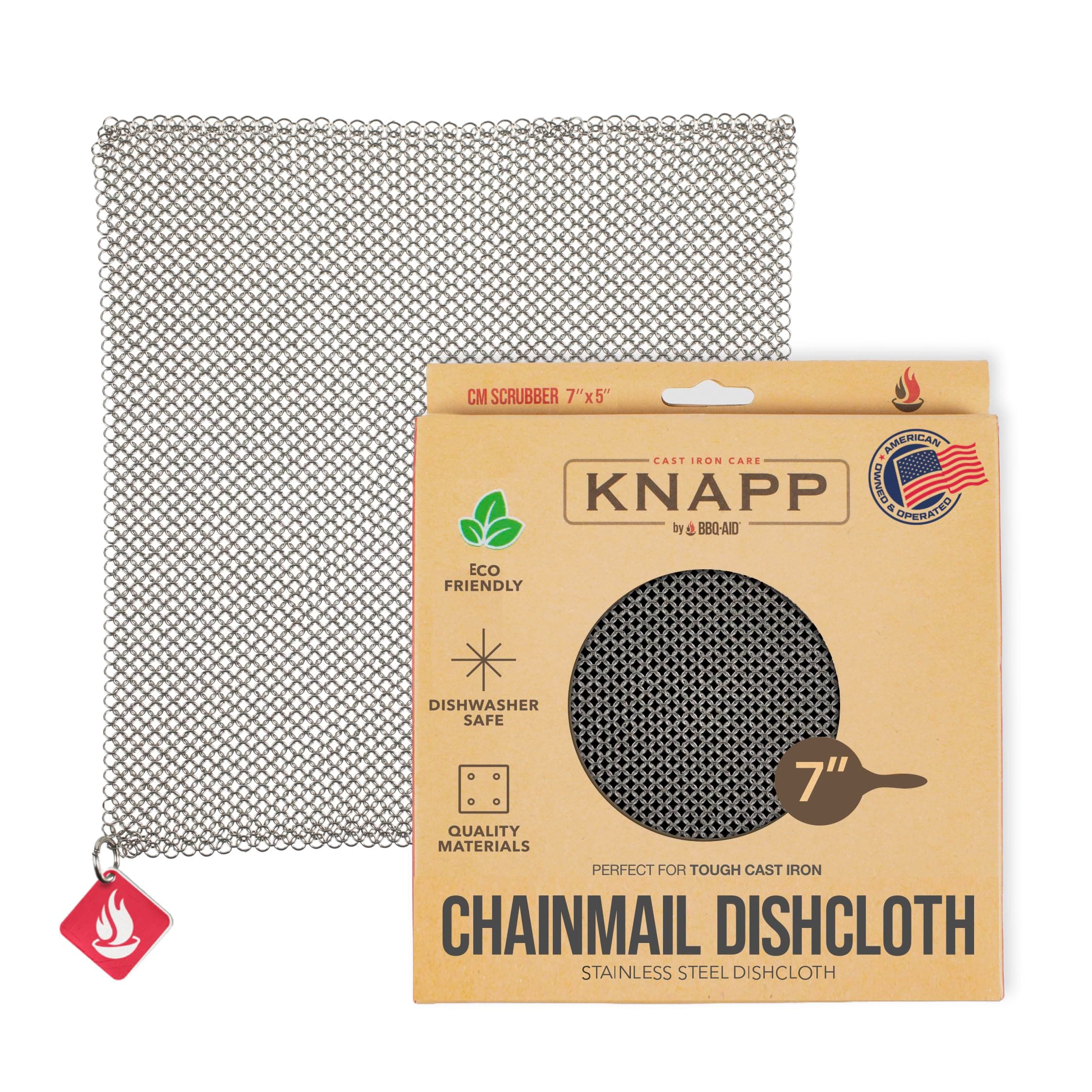 Knapp Made Chainmail Dishcloth 8”x6” - Top Rated All Purpose Kitchenware, Pots & Pans Cleaner - Lasts a Lifetime