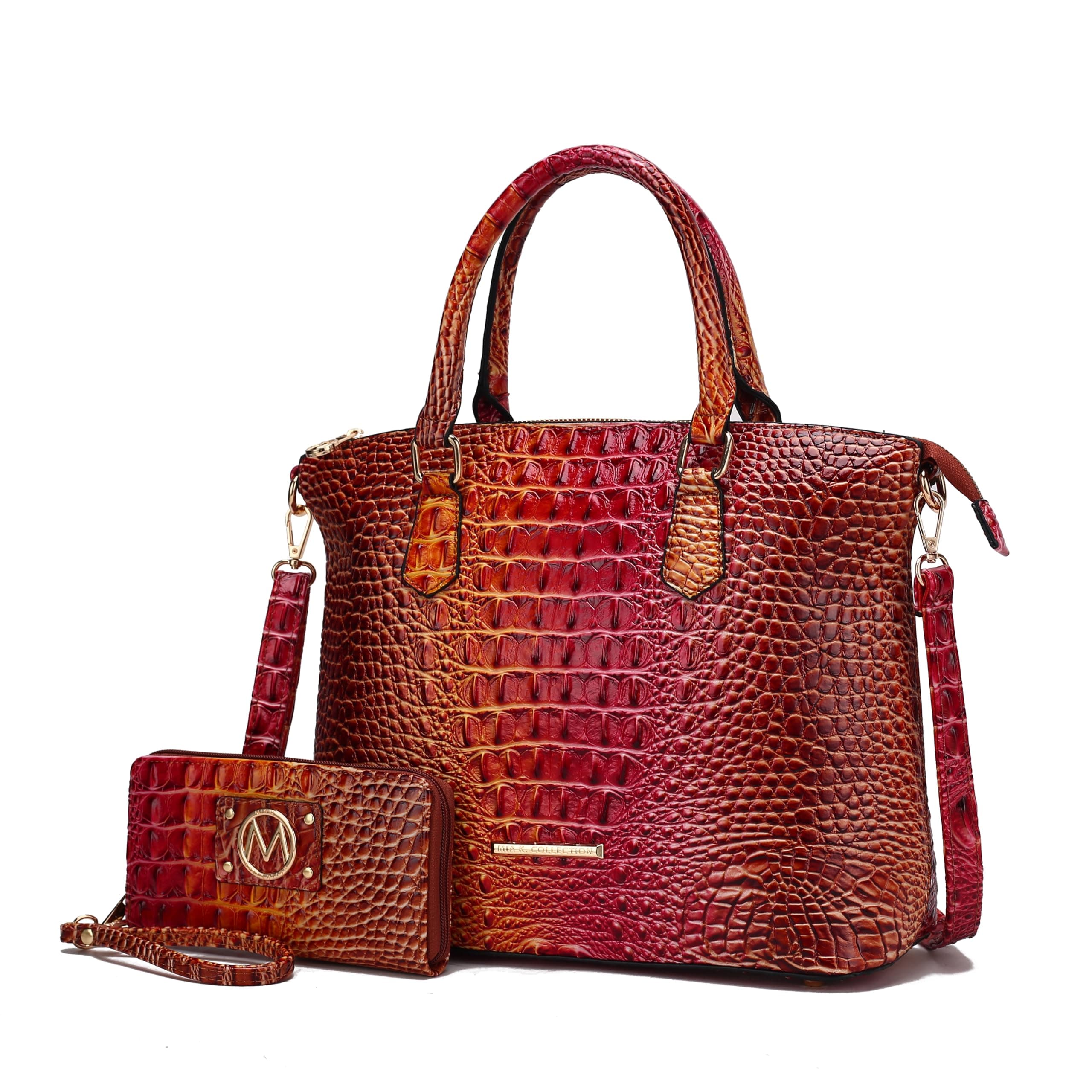 MKF Collection Tote Bag for Women & Wristlet Wallet Purse Set, Vegan Leather Top-Handle Shoulder Handbag by Mia K