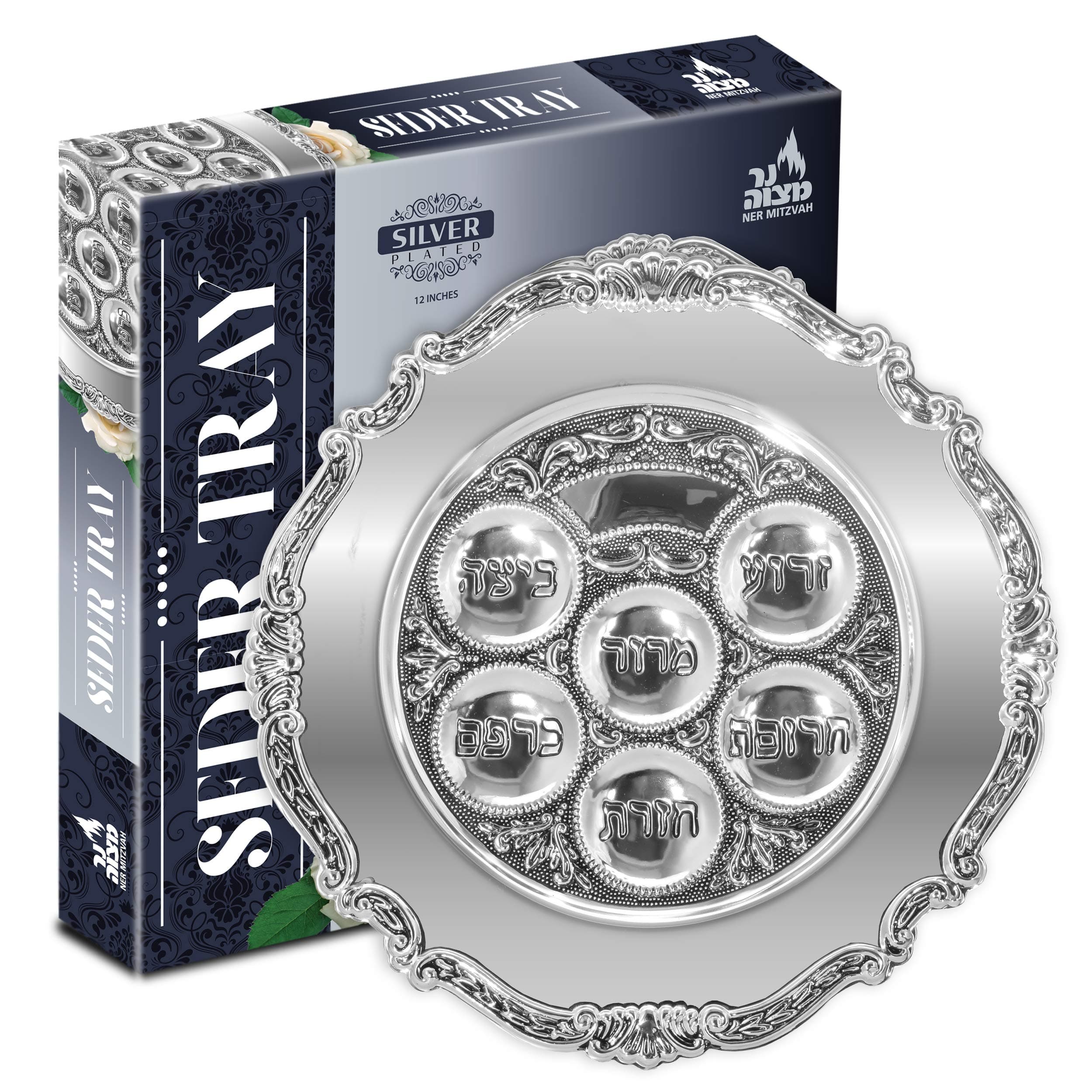 Passover Seder Plate Silver Plated - 12 inch