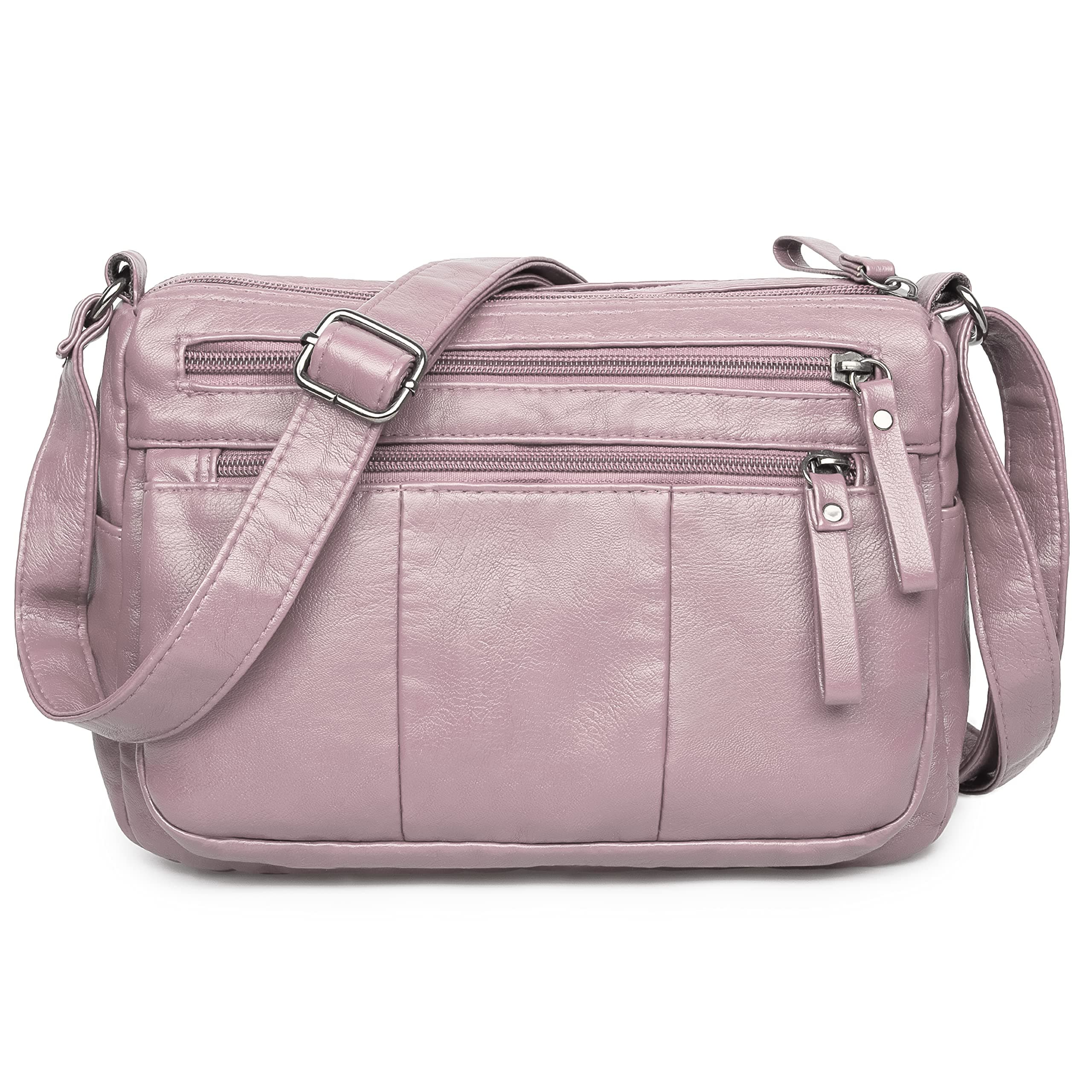 Women Crossbody Bag Pocketbooks Soft PU Leather Purses and Handbags Multi Pocket Shoulder Bag Messenger Bag (30-93#-Pink)