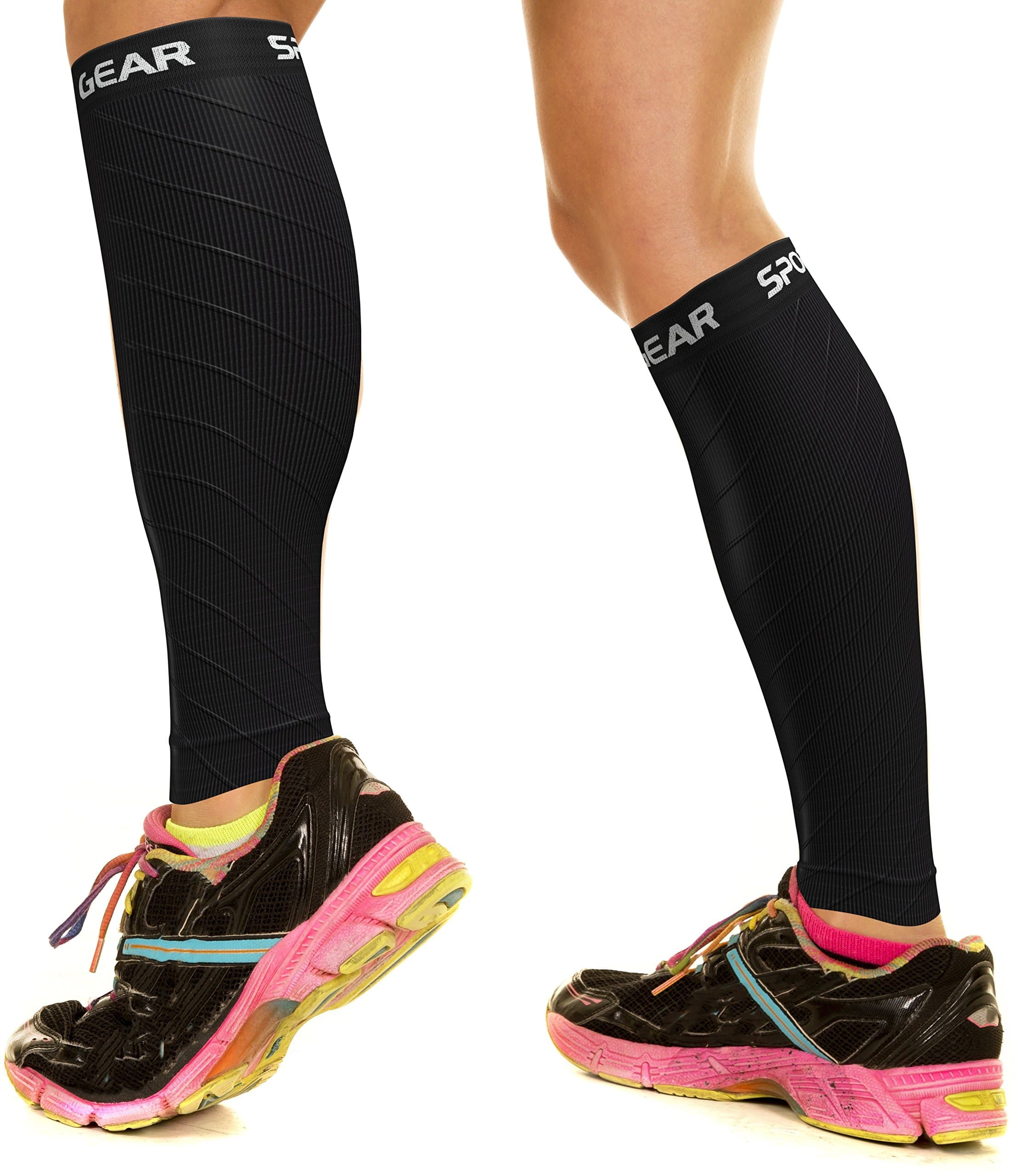 Calf Compression Sleeve for Men & Women by Physix Gear Sport (M/L) - Black 12in 16in, 12in -16in Calf (M/L) - PAIR/Black