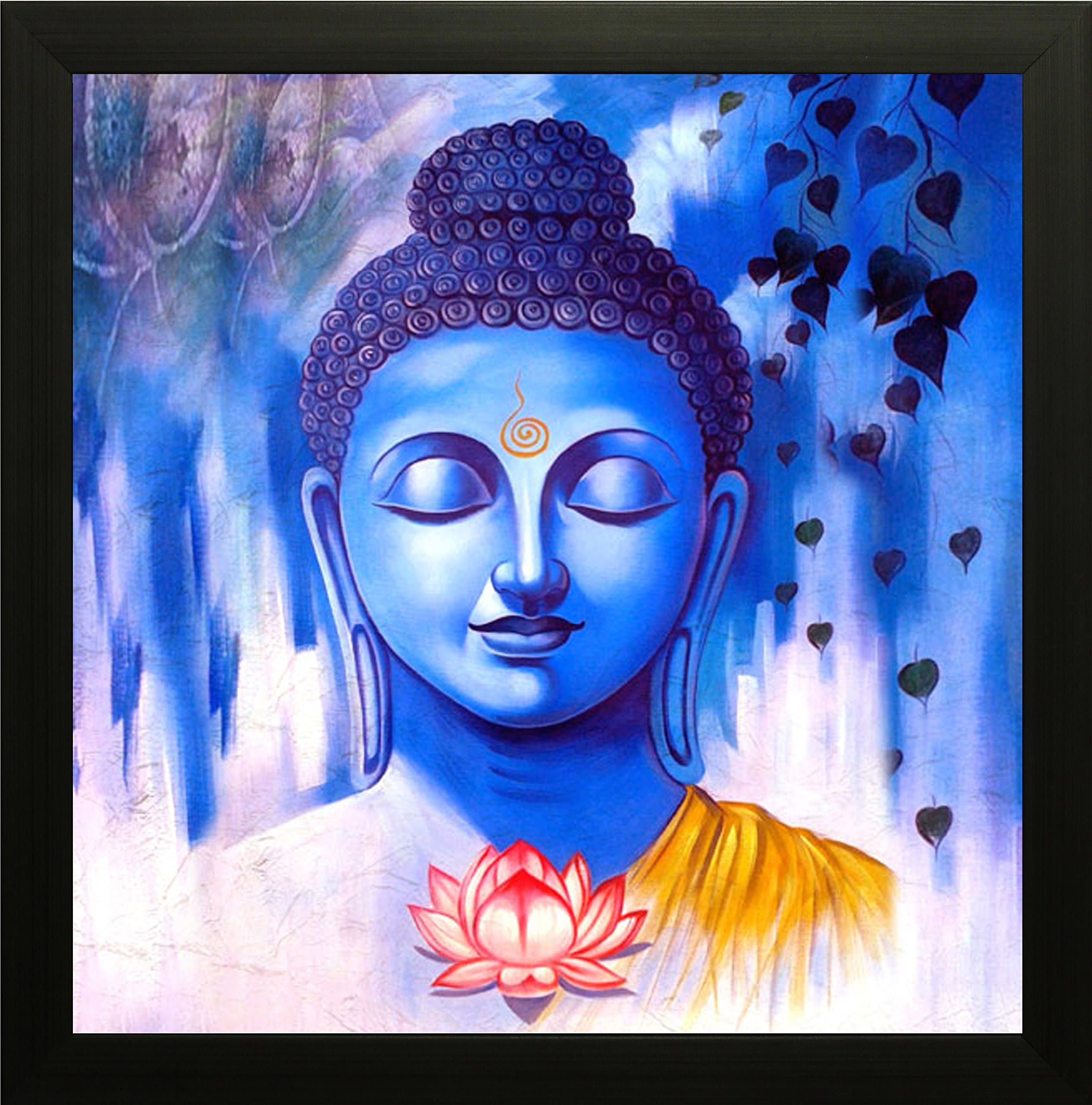 SAF Buddha Vastu UV Coated Home Decorative Gift Item Frame Painting 12 inch X 12 inch SANF1000014, Religious, Multicolour