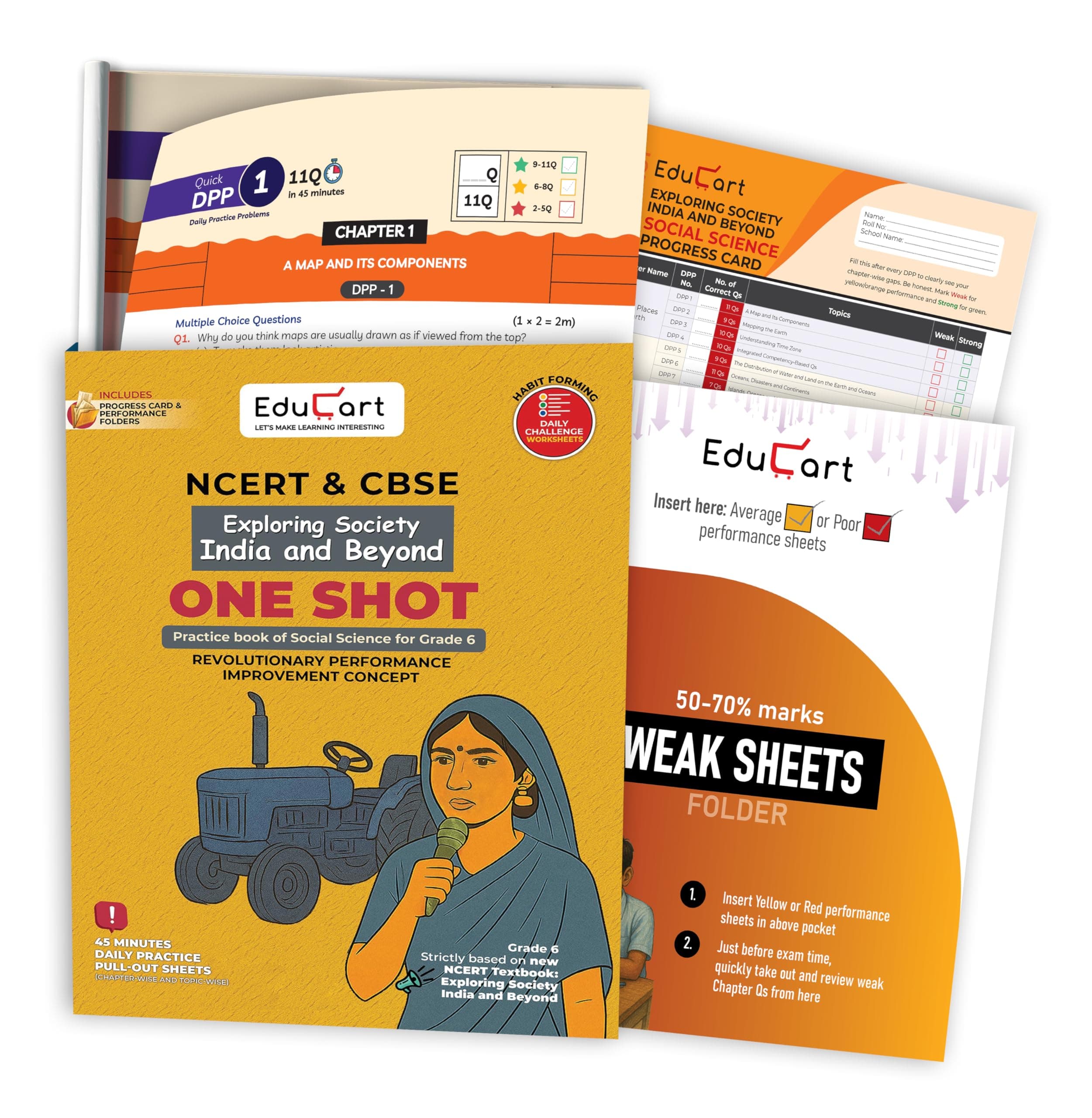 Educart NCERT & CBSE Class 6 Social Science Exploring Soc. India & Beyond Part-1 One Shot Book 2026 | Latest Reference Guide and Practice Workbook with Pull-Out Sheets for 2026-27
