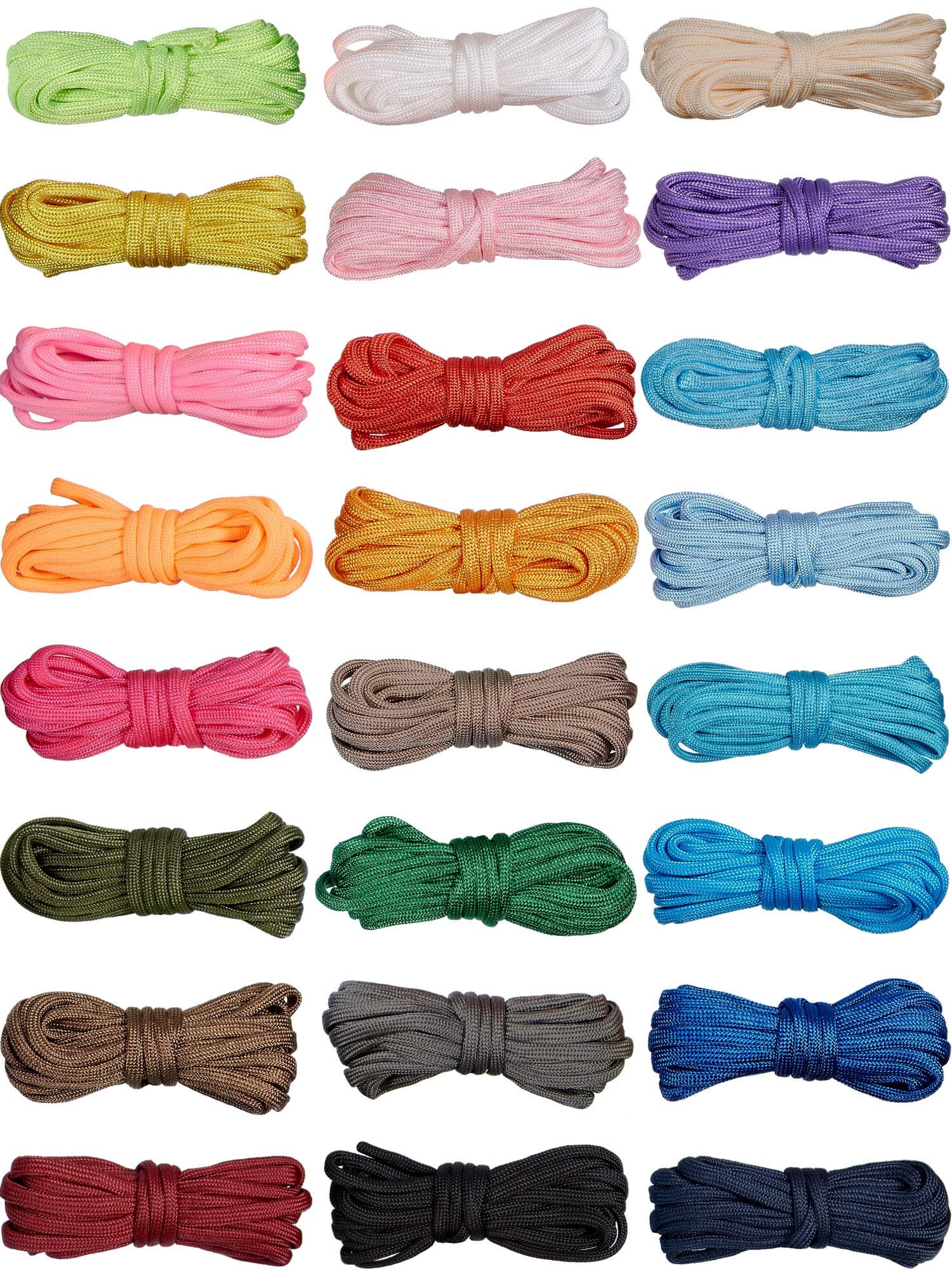 24 Pieces 10 FT Paracord Cord 550 Multifunction Paracord Ropes Paracord Bracelet Rope Crafting Making Rope Kit for Lanyards Keychain Dog Collar Woven DIY Manual Braiding Supplies, 24 Solid Color